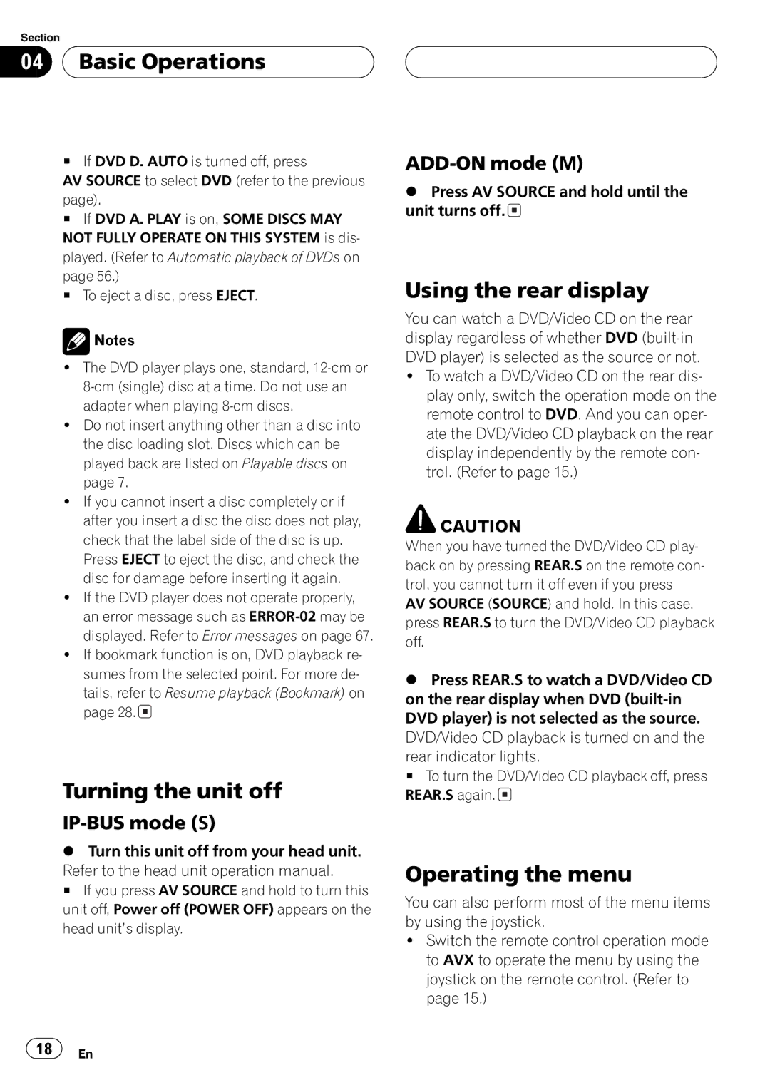 Pioneer AVX-P7650DVD operation manual 