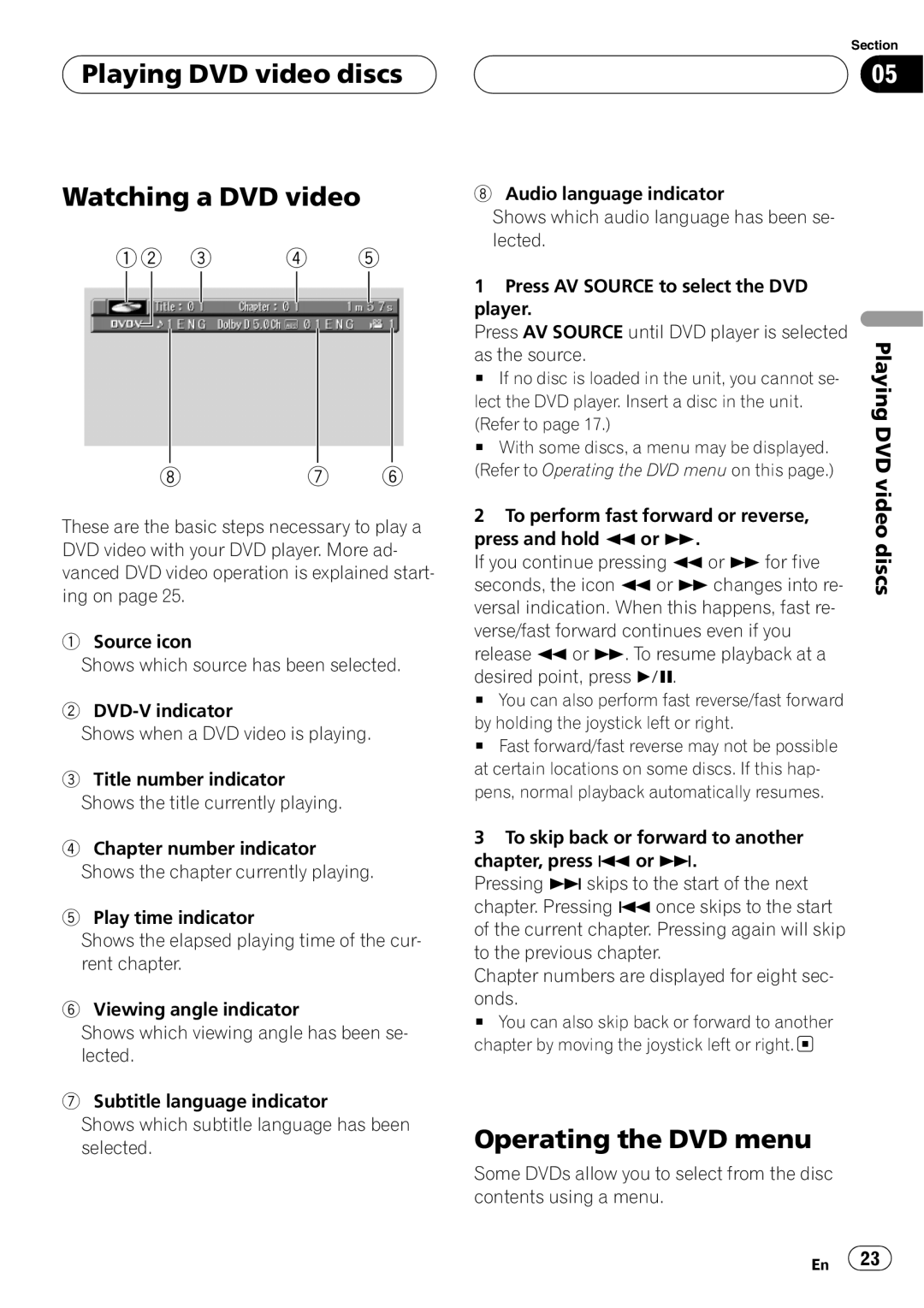 Pioneer AVX-P7650DVD operation manual 