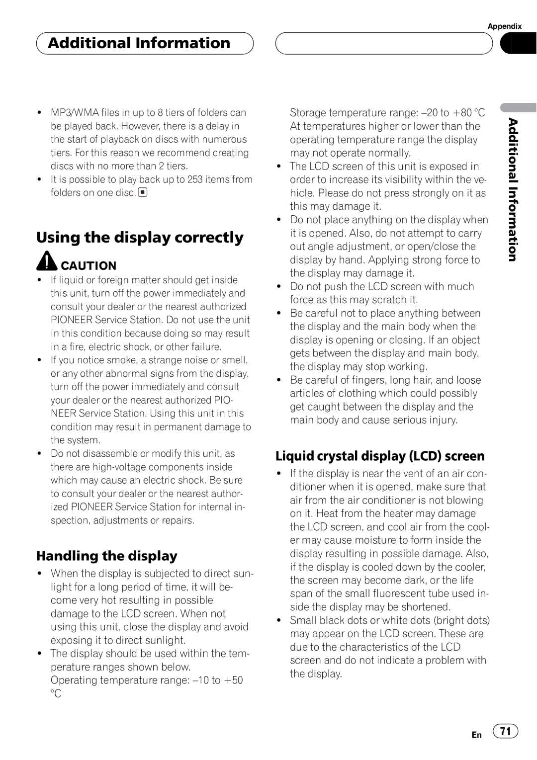 Pioneer AVX-P7650DVD operation manual 