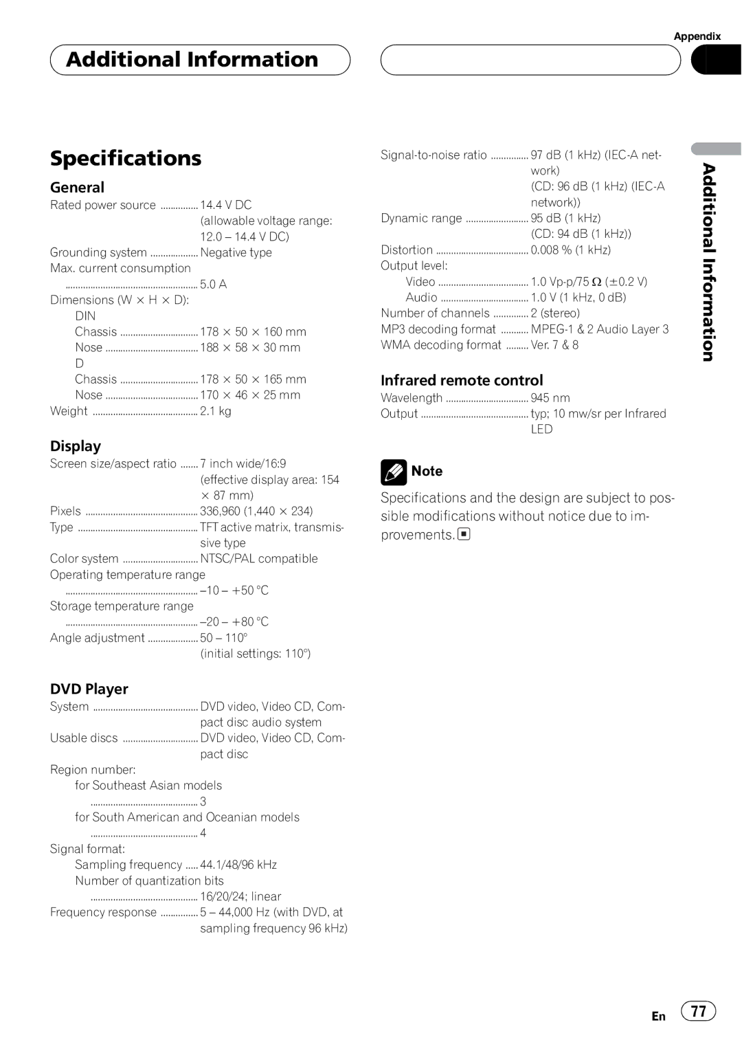 Pioneer AVX-P7650DVD operation manual 