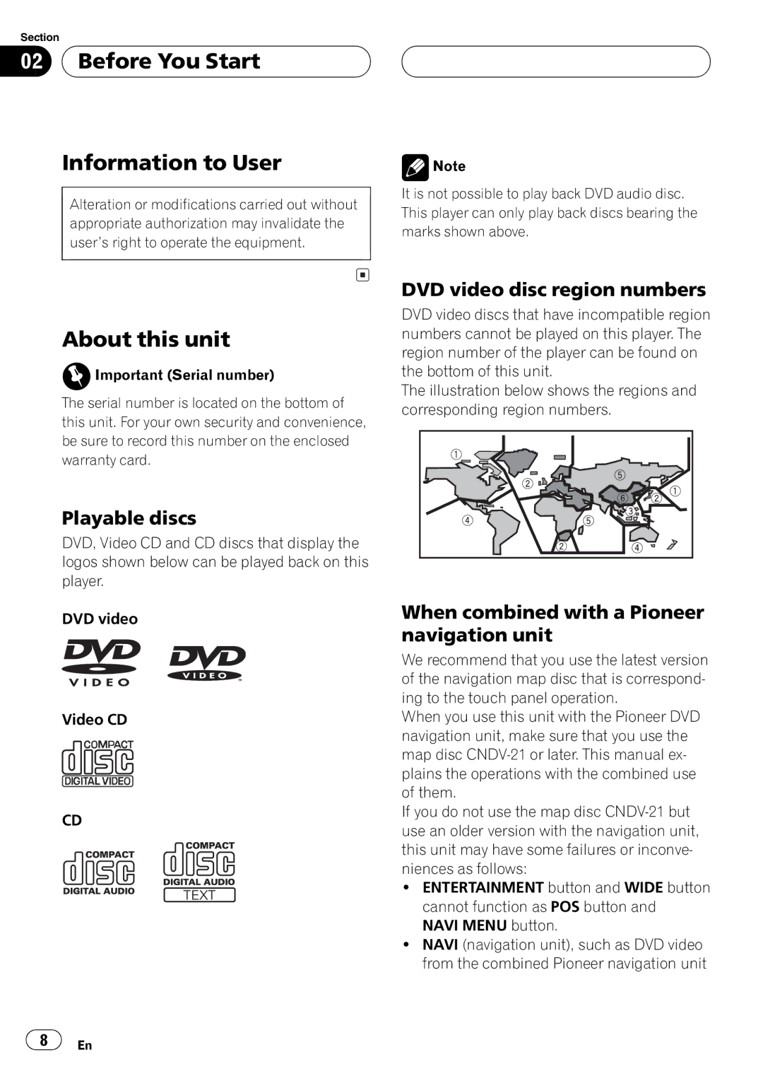 Pioneer AVX-P8DVD operation manual 