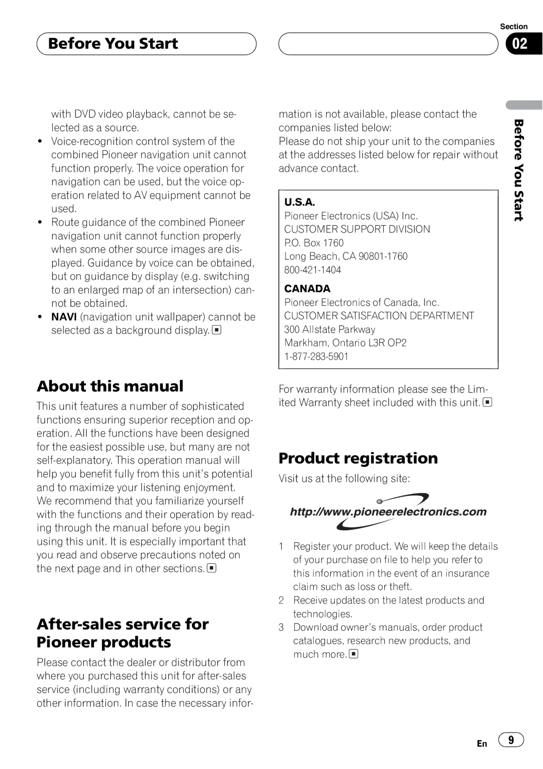 Pioneer AVX-P8DVD operation manual 