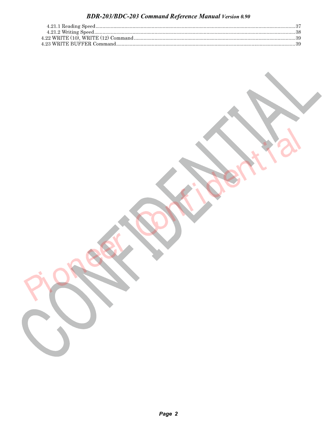 Pioneer BDR-203, BDC-203 manual Confidential Pioneer 