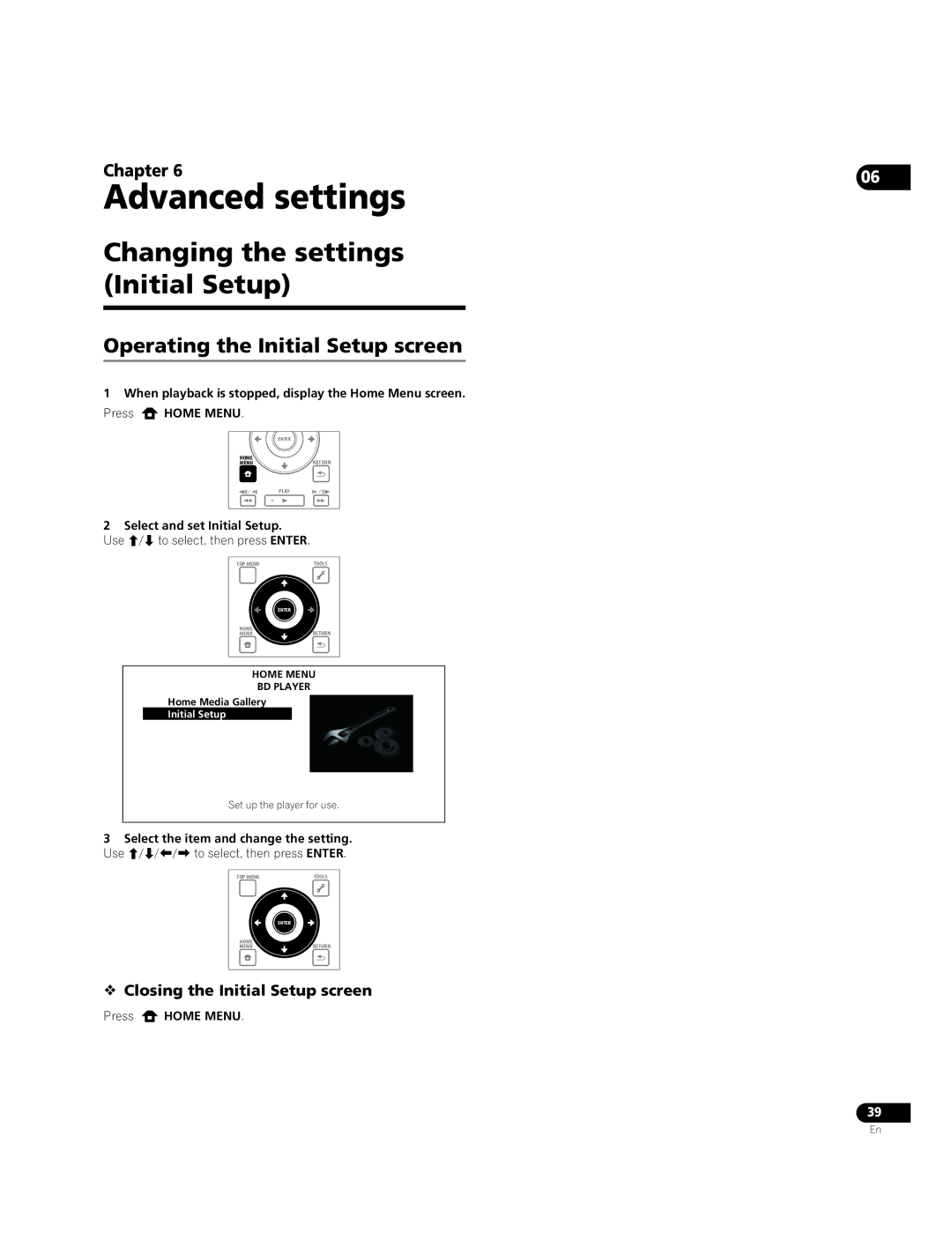 Pioneer BDP-05FD Changing the settings Initial Setup, Operating the Initial Setup screen, Select and set Initial Setup 