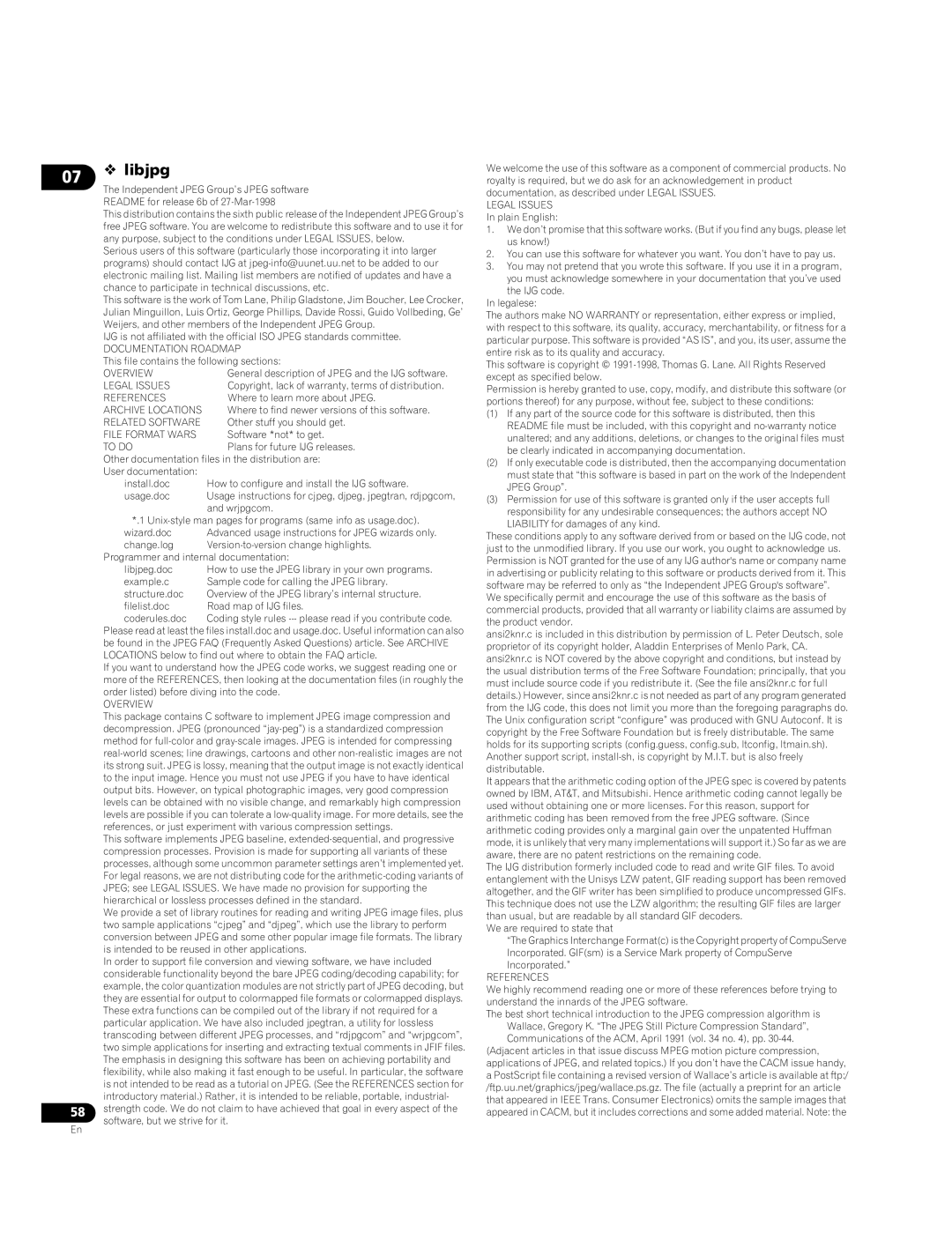 Pioneer BDP-09FD operating instructions  libjpg, References 