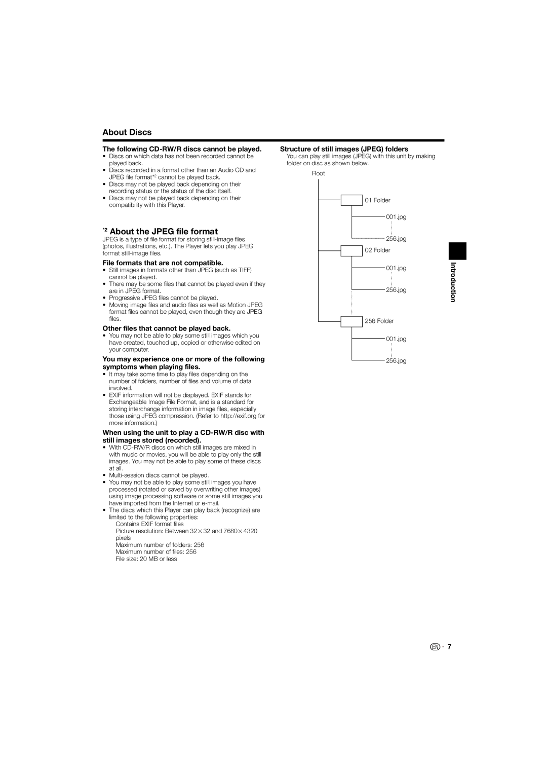 Pioneer BDP-120 operating instructions About Discs, About the Jpeg file format 