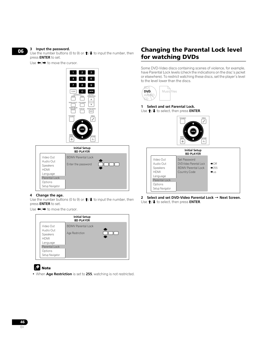 Pioneer BDP-51FD operating instructions Changing the Parental Lock level for watching DVDs, Change the age 