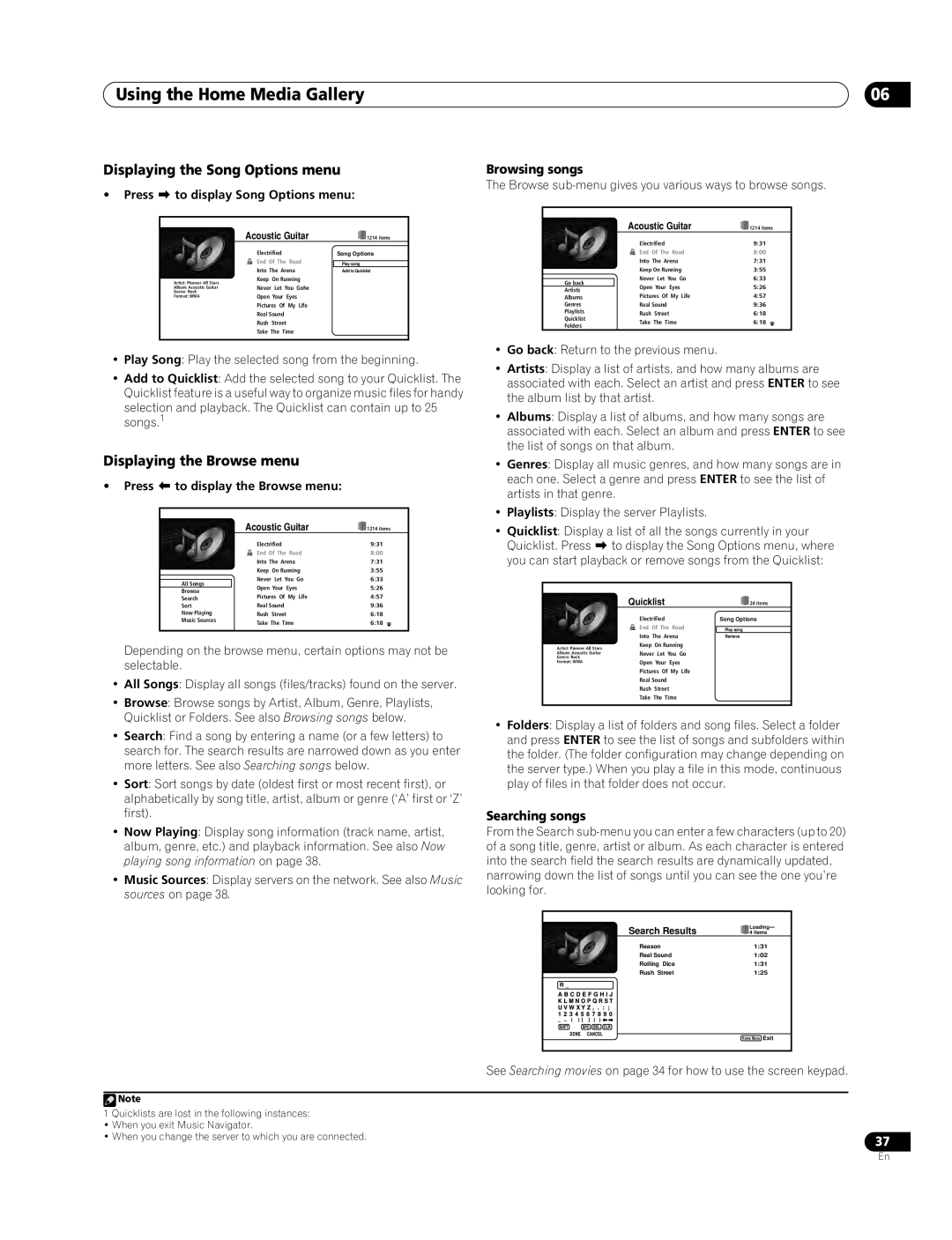 Pioneer BDP-94HD operating instructions Keep On Running Never Let You Gohe 