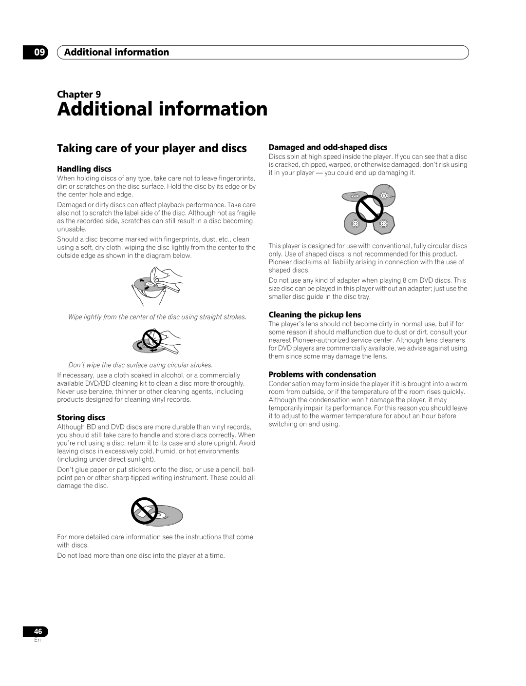 Pioneer BDP-94HD operating instructions Additional information, Taking care of your player and discs 