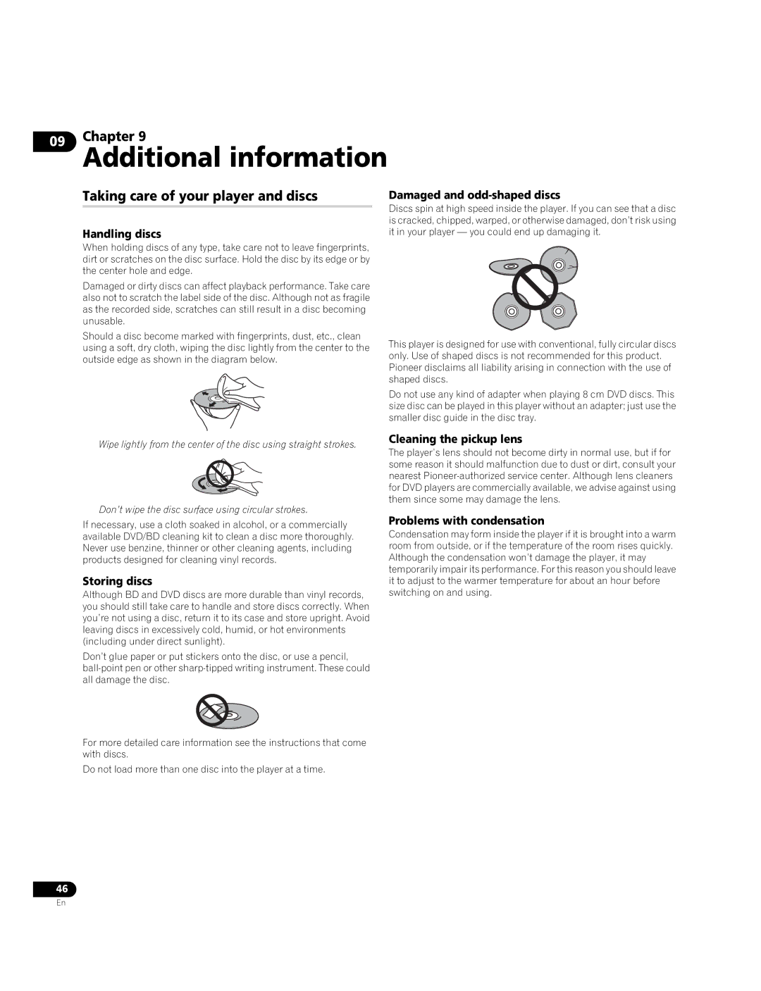 Pioneer BDP-95FD operating instructions Taking care of your player and discs 