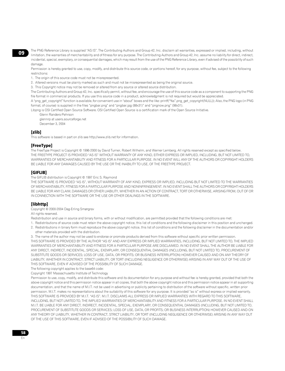 Pioneer BDP-95FD operating instructions Zlib FreeType, Libhttp 