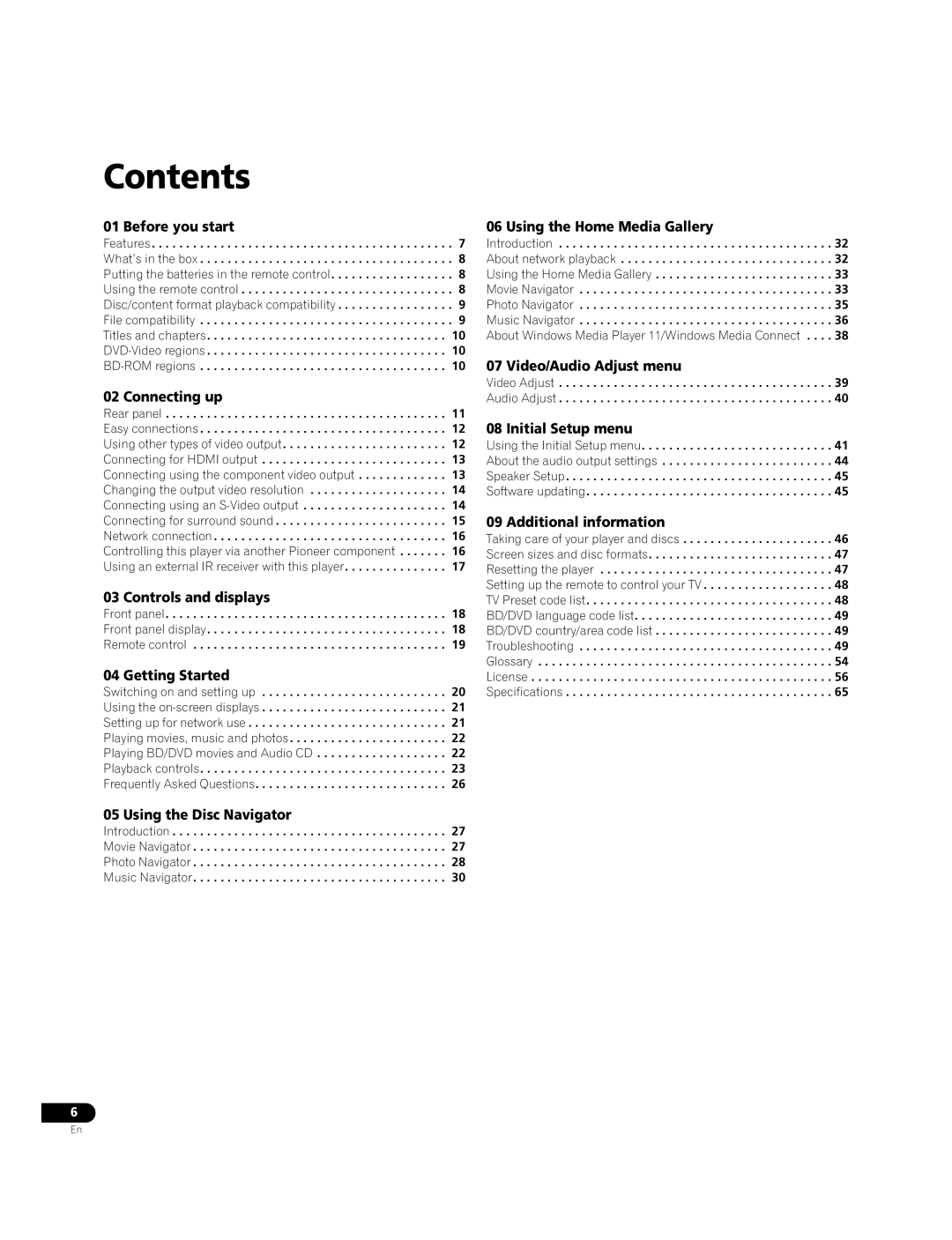 Pioneer BDP-95FD operating instructions Contents 