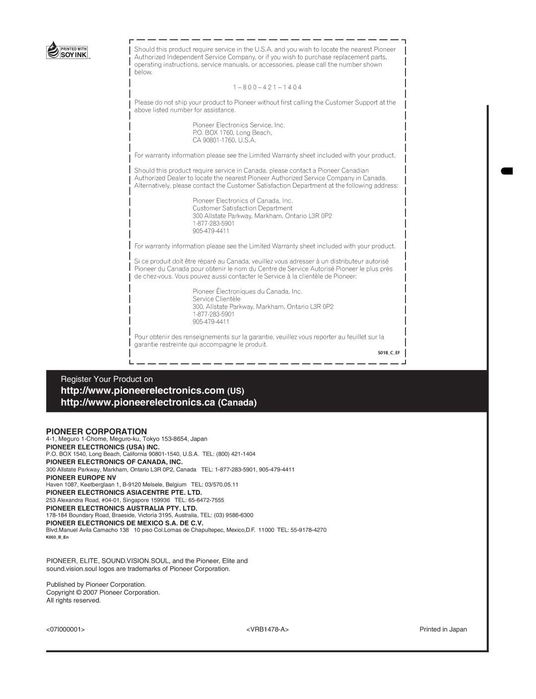 Pioneer BDP-95FD operating instructions Pioneer Corporation 