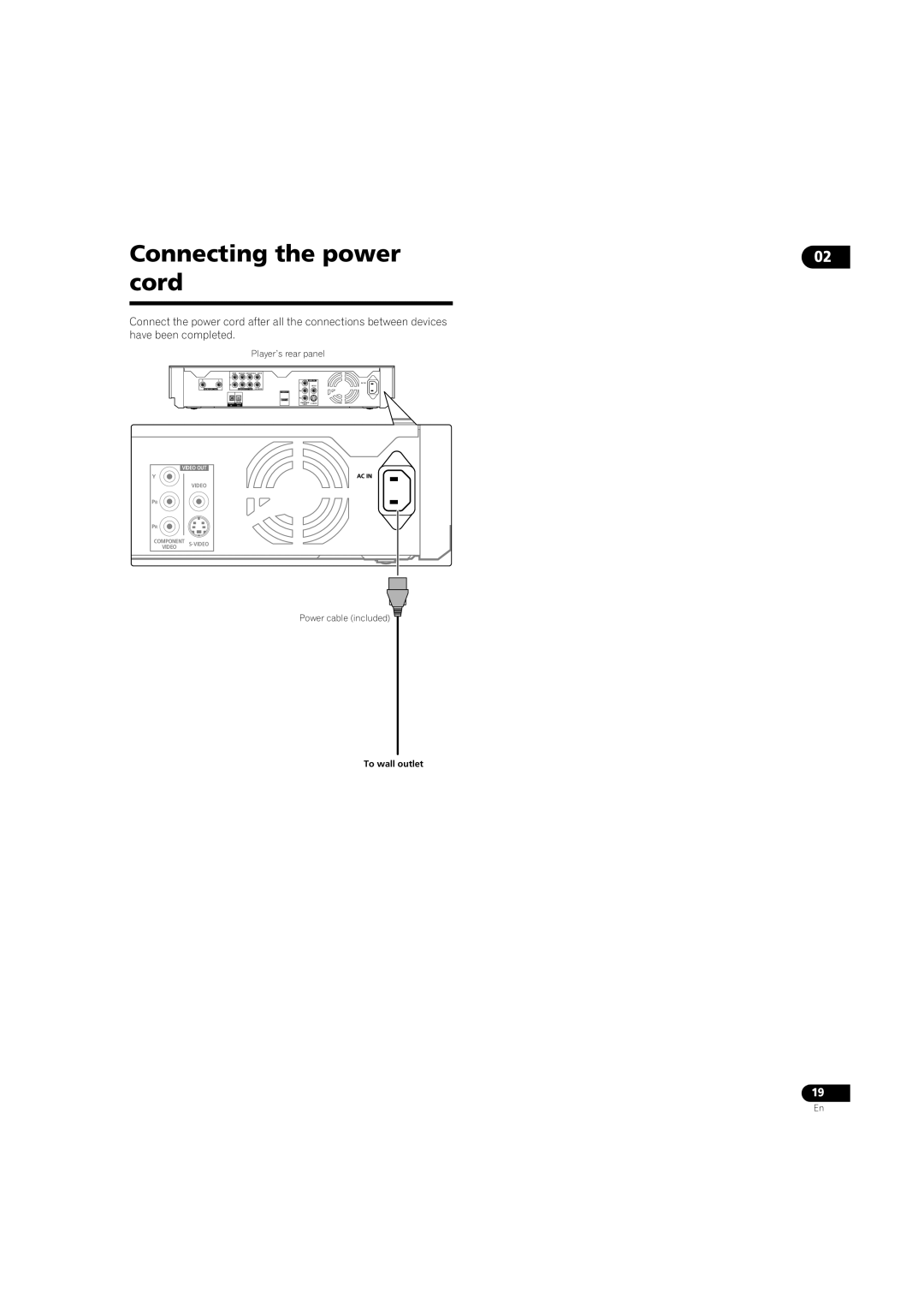 Pioneer BDP-LX08 operating instructions Connecting the power Cord 