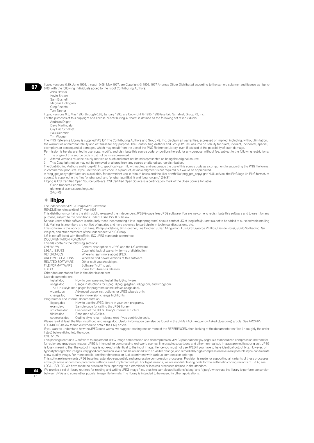 Pioneer BDP-LX08 operating instructions  libjpg, References 