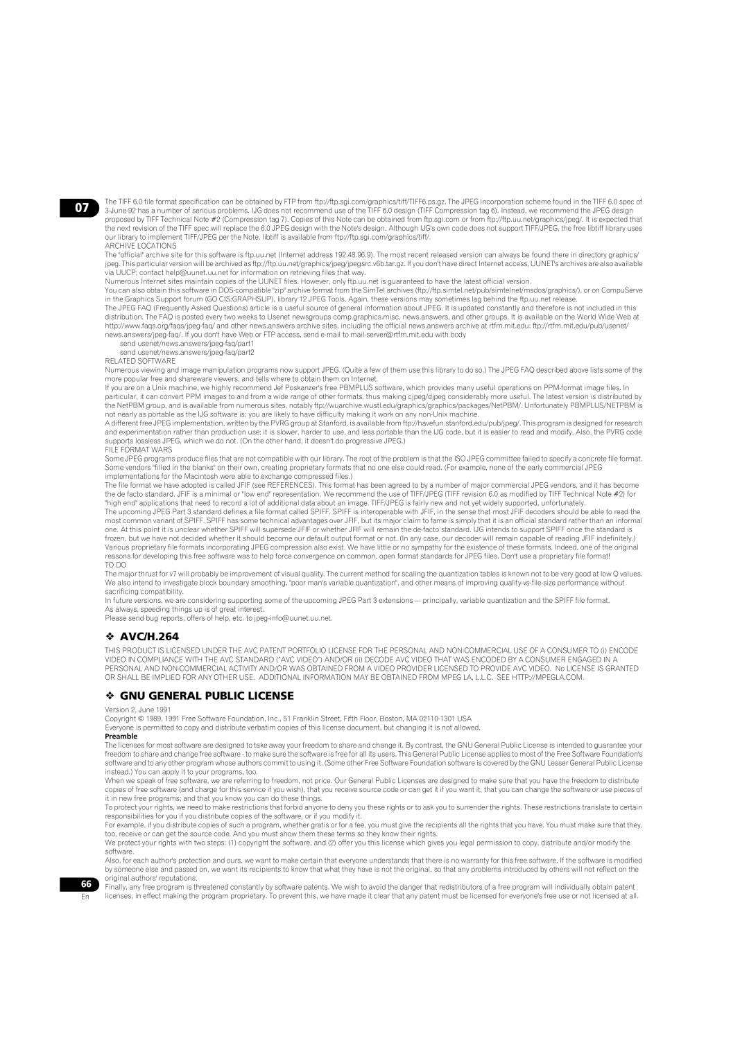 Pioneer BDP-LX08 operating instructions  AVC/H.264, Archive Locations 