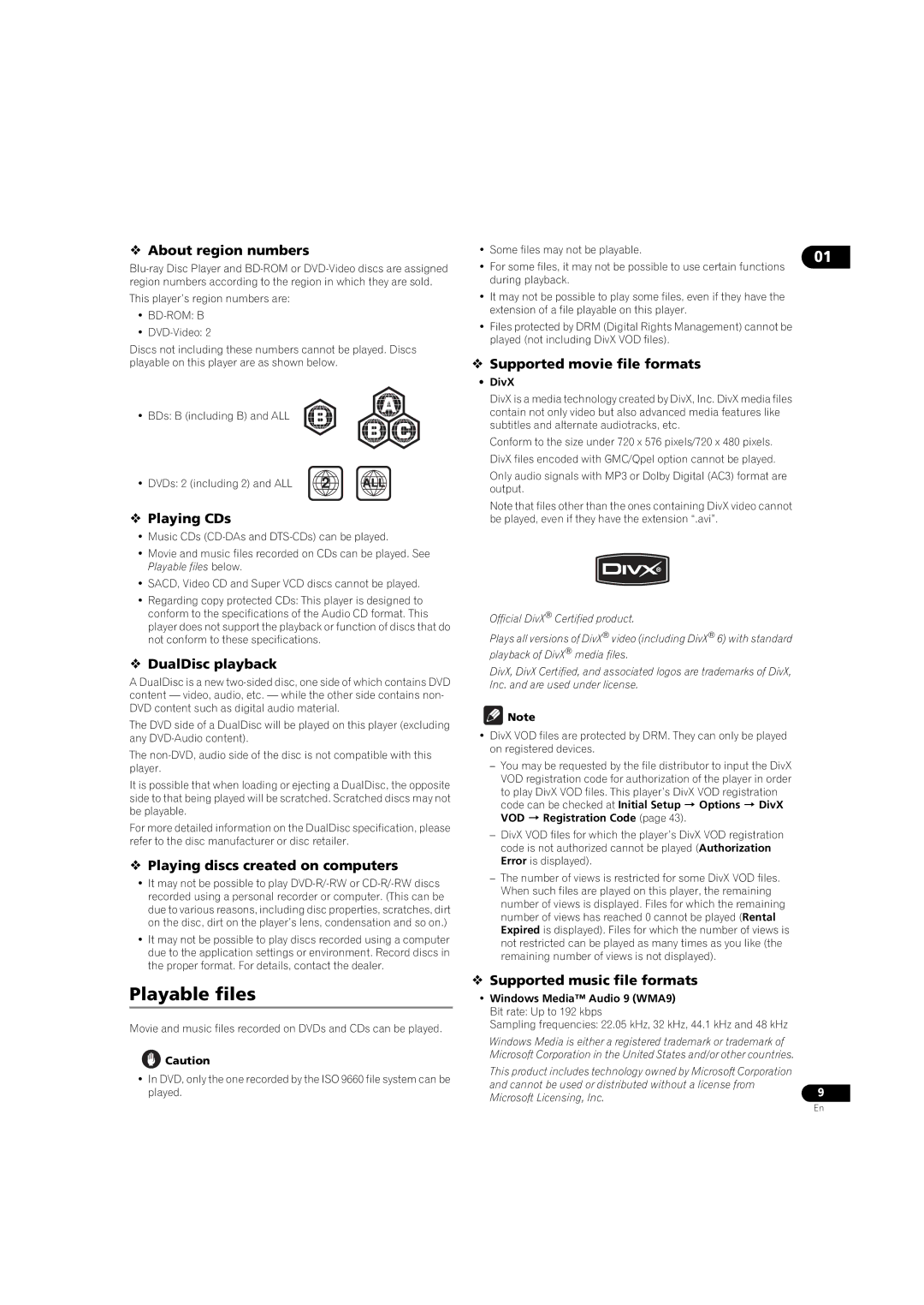 Pioneer BDP-LX08 operating instructions Playable files 