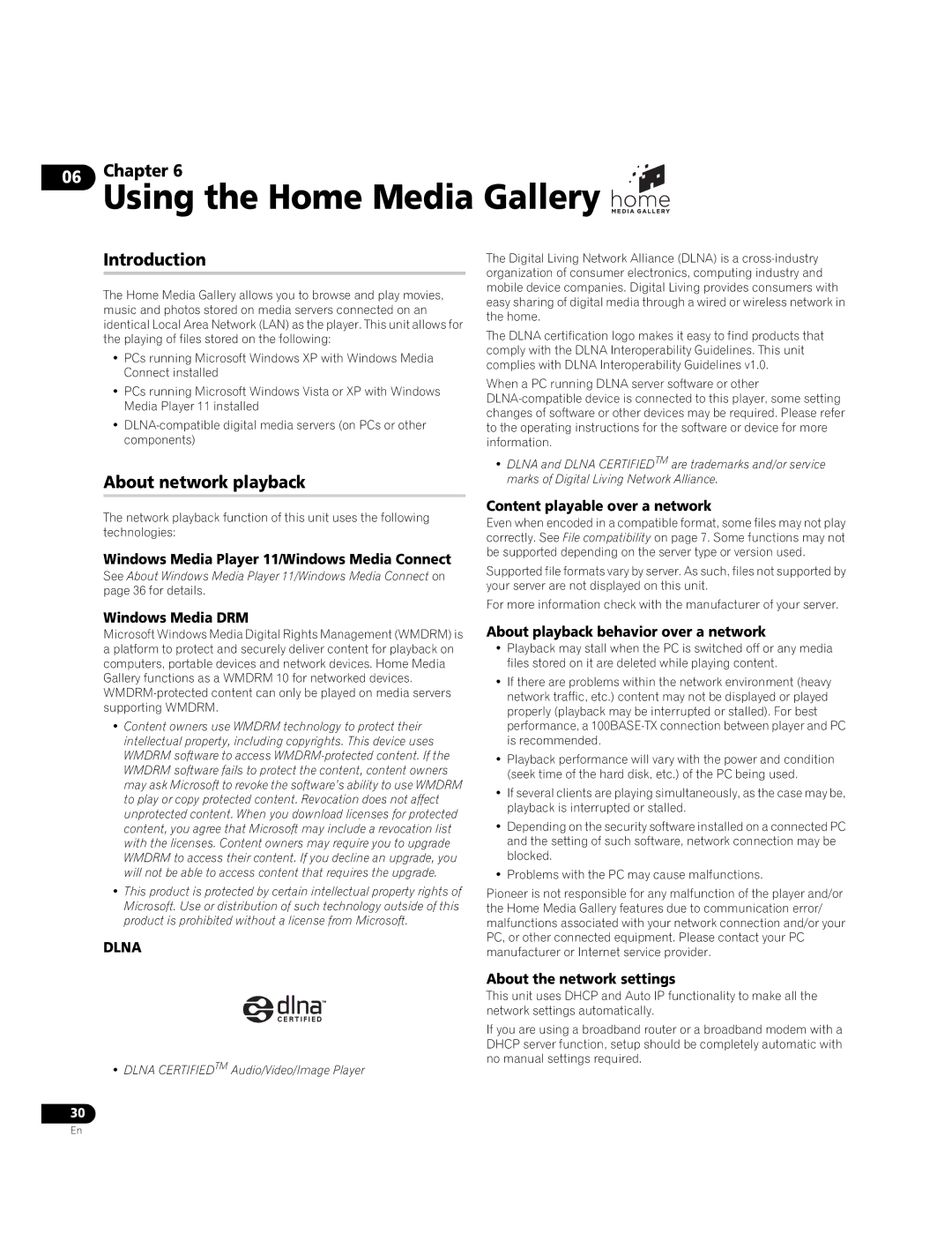 Pioneer BDP-LX70A operating instructions About network playback 