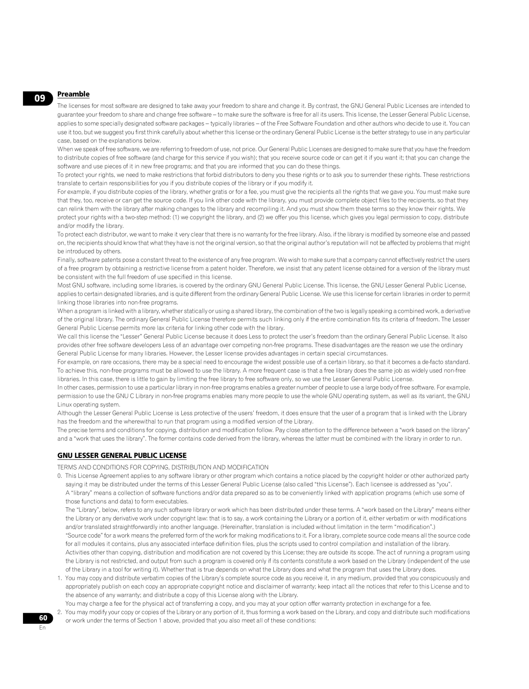 Pioneer BDP-LX70A operating instructions GNU Lesser General Public License 