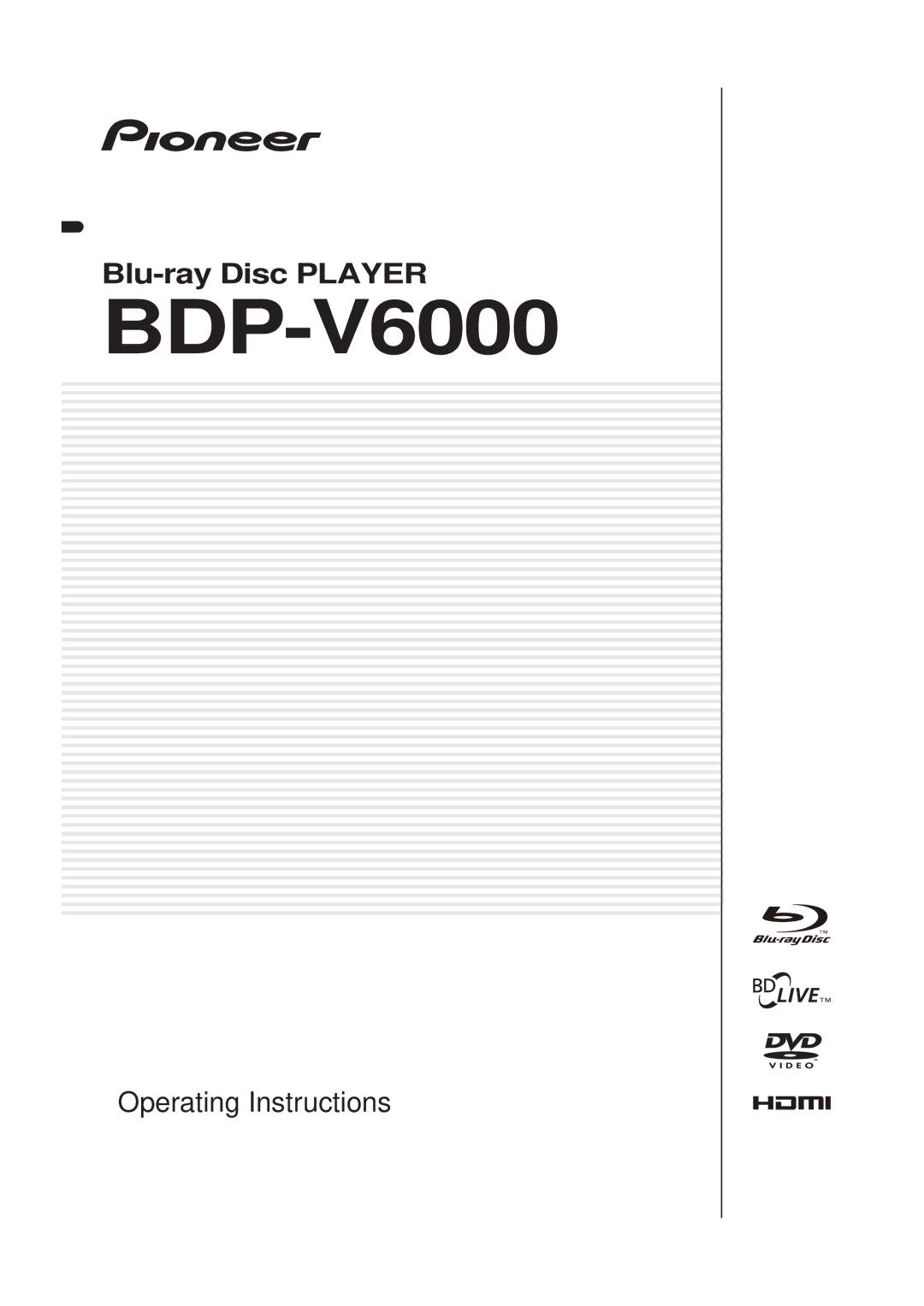 Pioneer BDP-V6000 operating instructions 