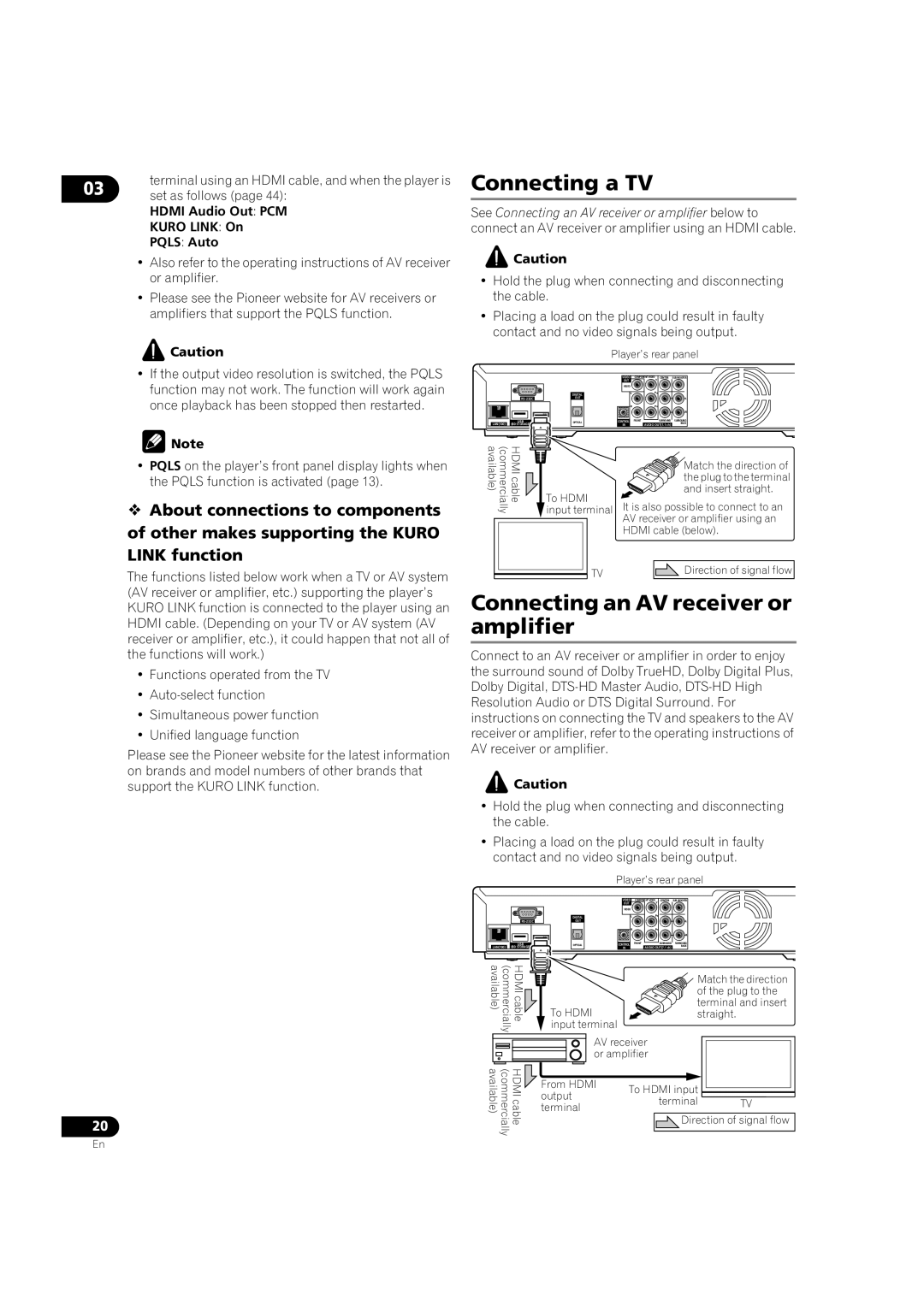 Pioneer BDP-V6000 operating instructions Connecting a TV, Connecting an AV receiver or amplifier 