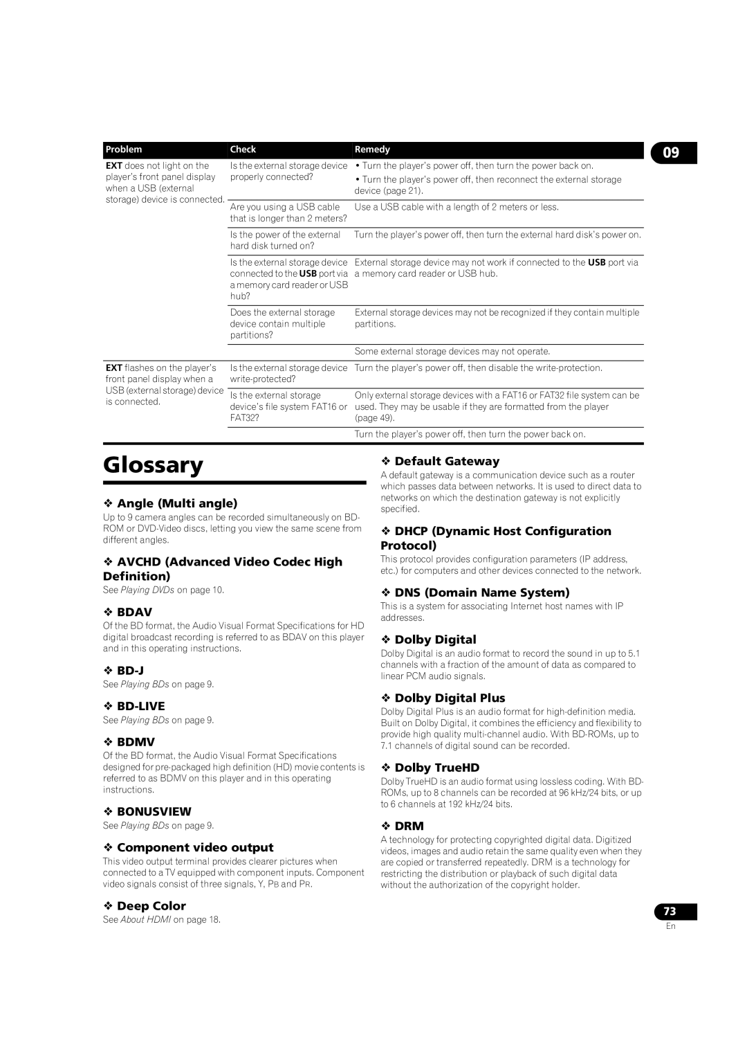 Pioneer BDP-V6000 operating instructions Glossary 