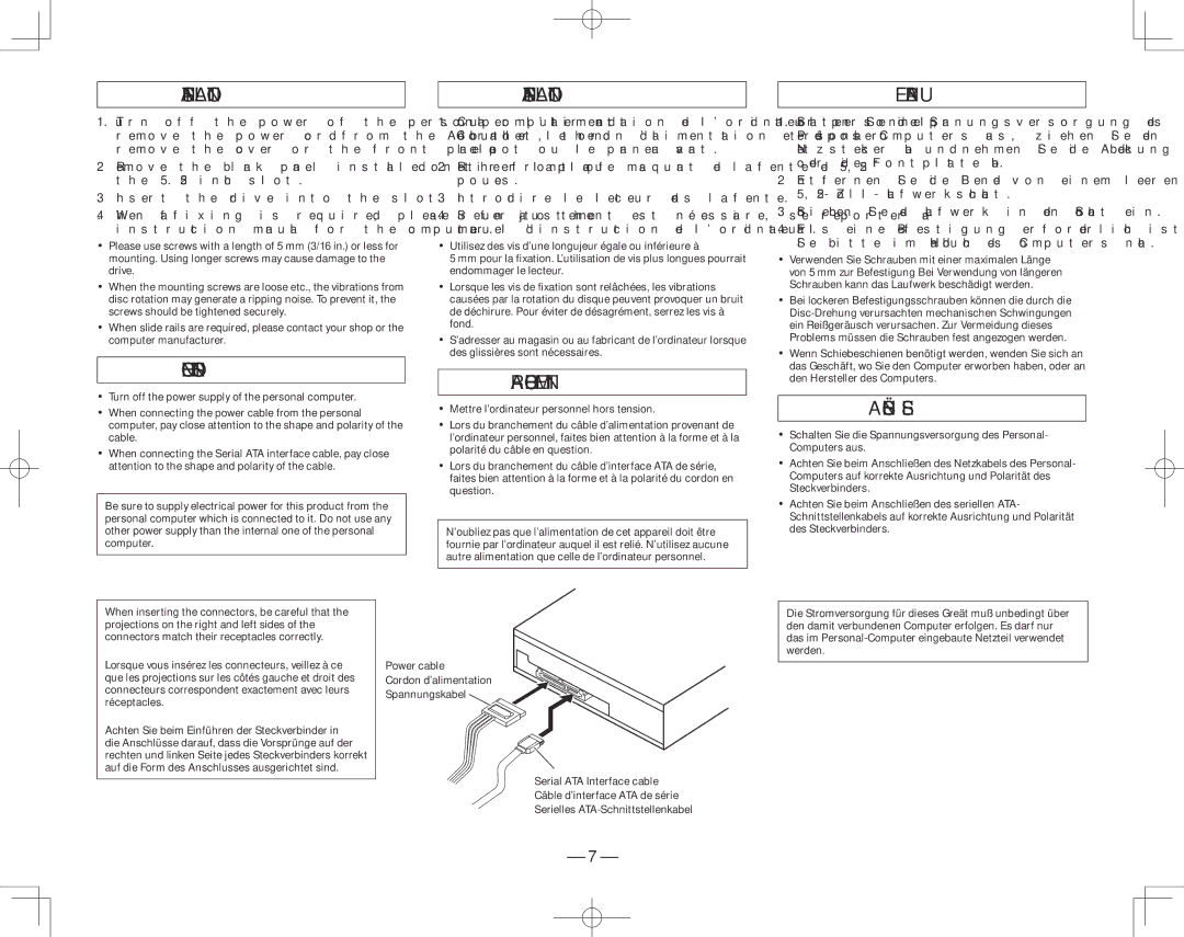 Pioneer BDR-207DBK operating instructions Installation Einbau, Connections, Raccordement, Anschlüsse 