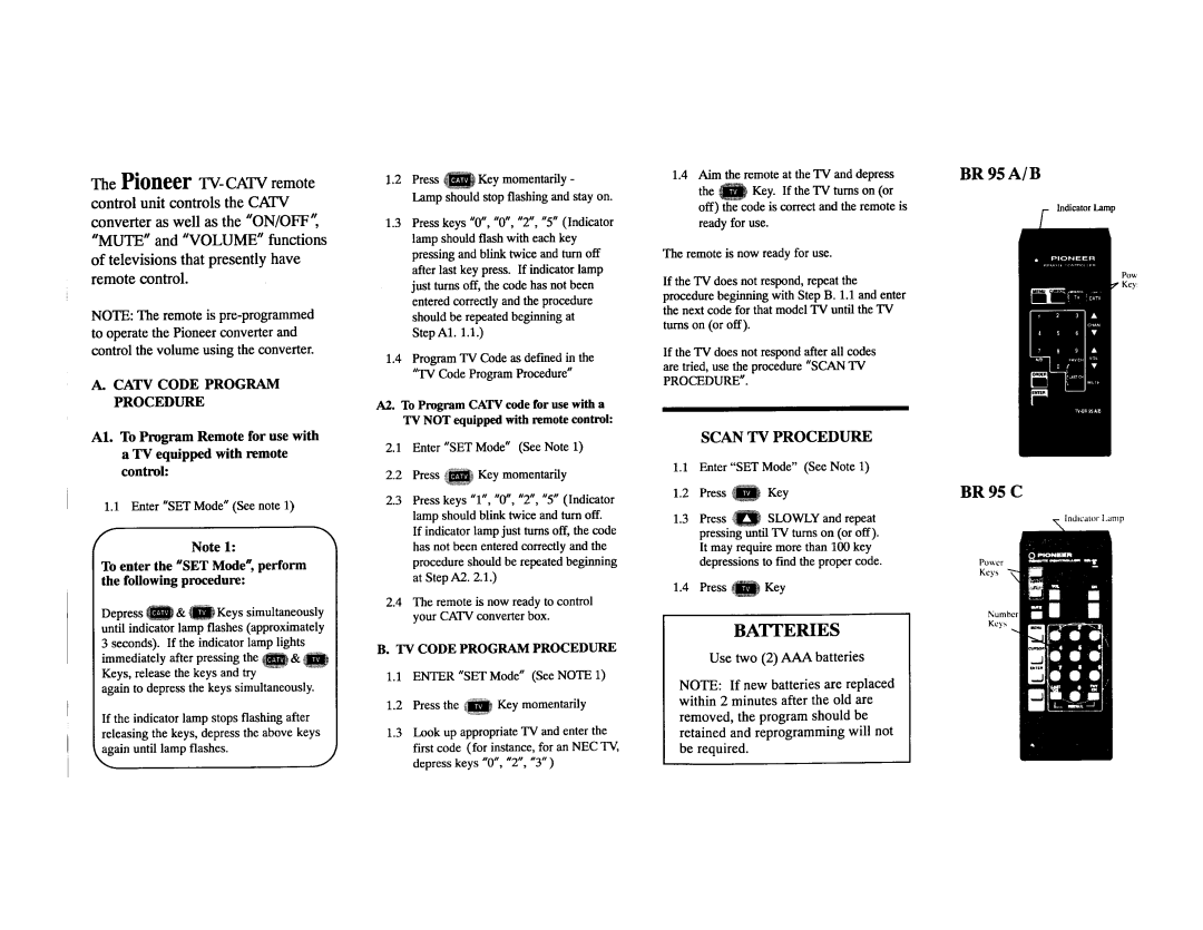 Pioneer BR-95 A/B, BR-95 B manual 