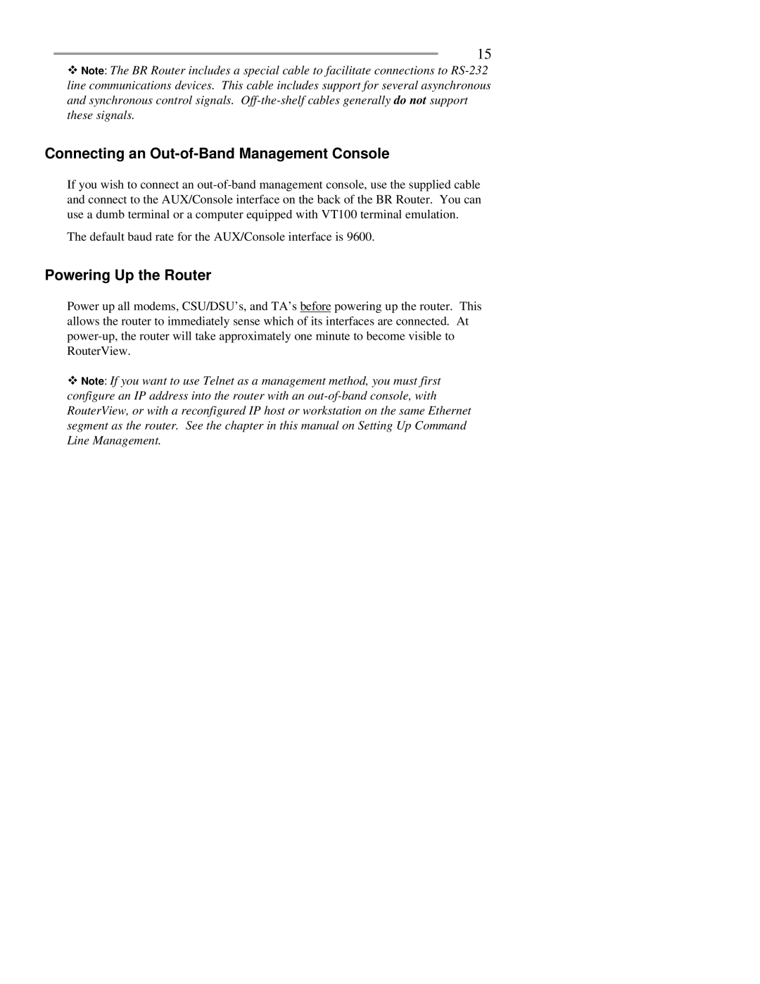 Pioneer BR-SXT01, BR-SIT01 manual Connecting an Out-of-Band Management Console, Powering Up the Router 