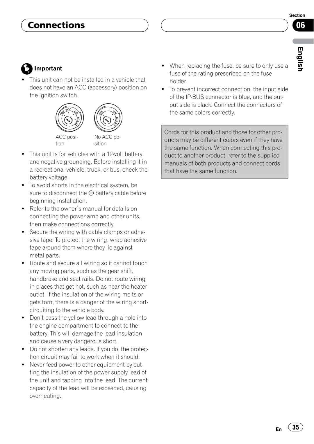 Pioneer CD-BTB100 owner manual Connections, Overheating 