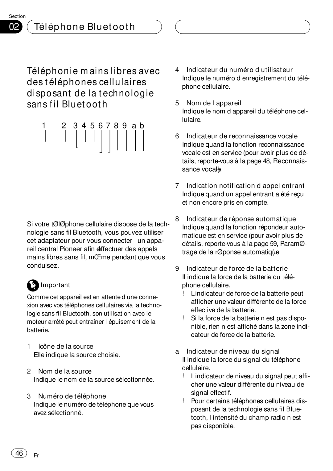 Pioneer CD-BTB100 owner manual 46 Fr 