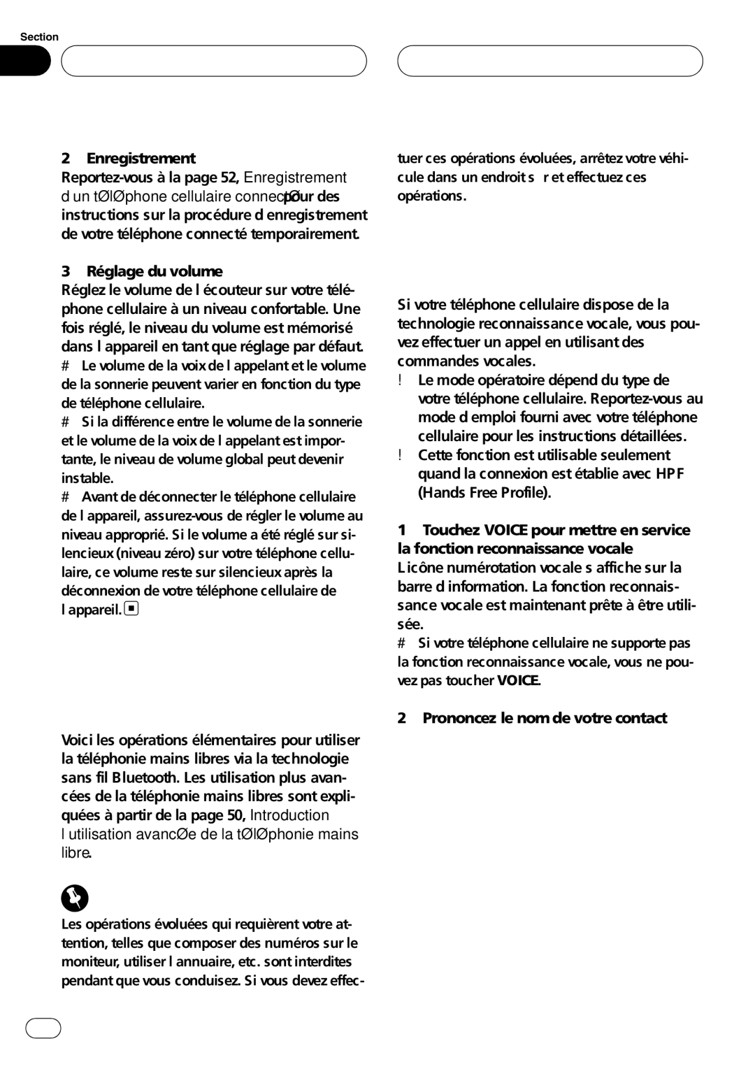 Pioneer CD-BTB100 02 Téléphone Bluetooth, Utilisation élémentaire de la téléphonie mains libres, Exécution d’un appel 