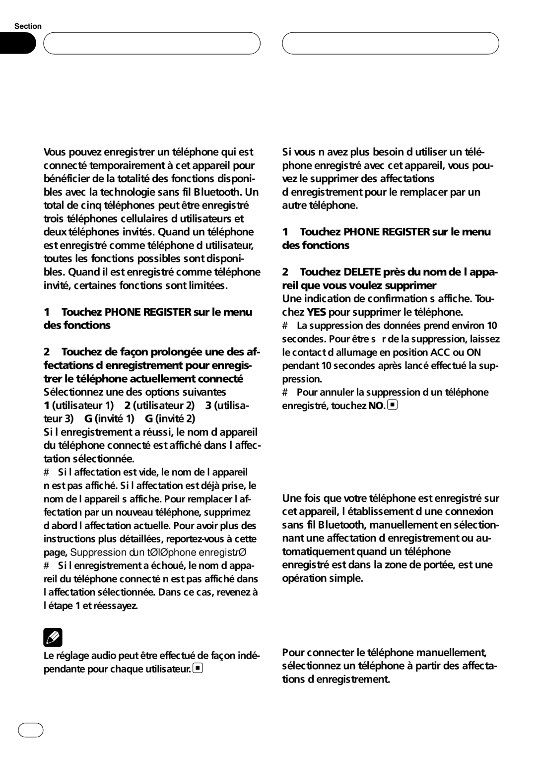 Pioneer CD-BTB100 owner manual Suppression d’un téléphone enregistré, Connexion à un téléphone cellulaire enregistré 