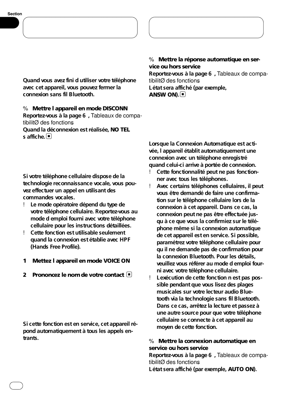 Pioneer CD-BTB100 owner manual Reconnaissance vocale, Connexion automatique à un téléphone enregistré 