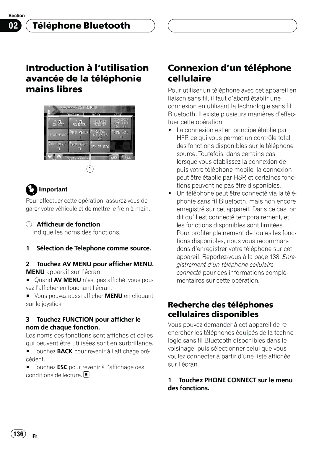 Pioneer CD-BTB20 owner manual Connexion d’un téléphone cellulaire, Recherche des téléphones cellulaires disponibles 