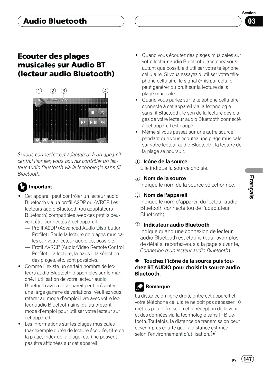 Pioneer CD-BTB20 owner manual Français 