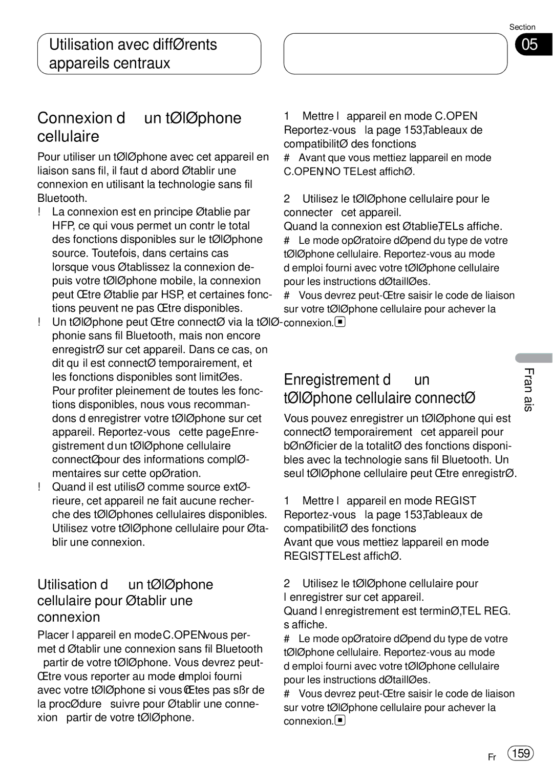 Pioneer CD-BTB20 owner manual Enregistrement d’un, Téléphone cellulaire connecté 