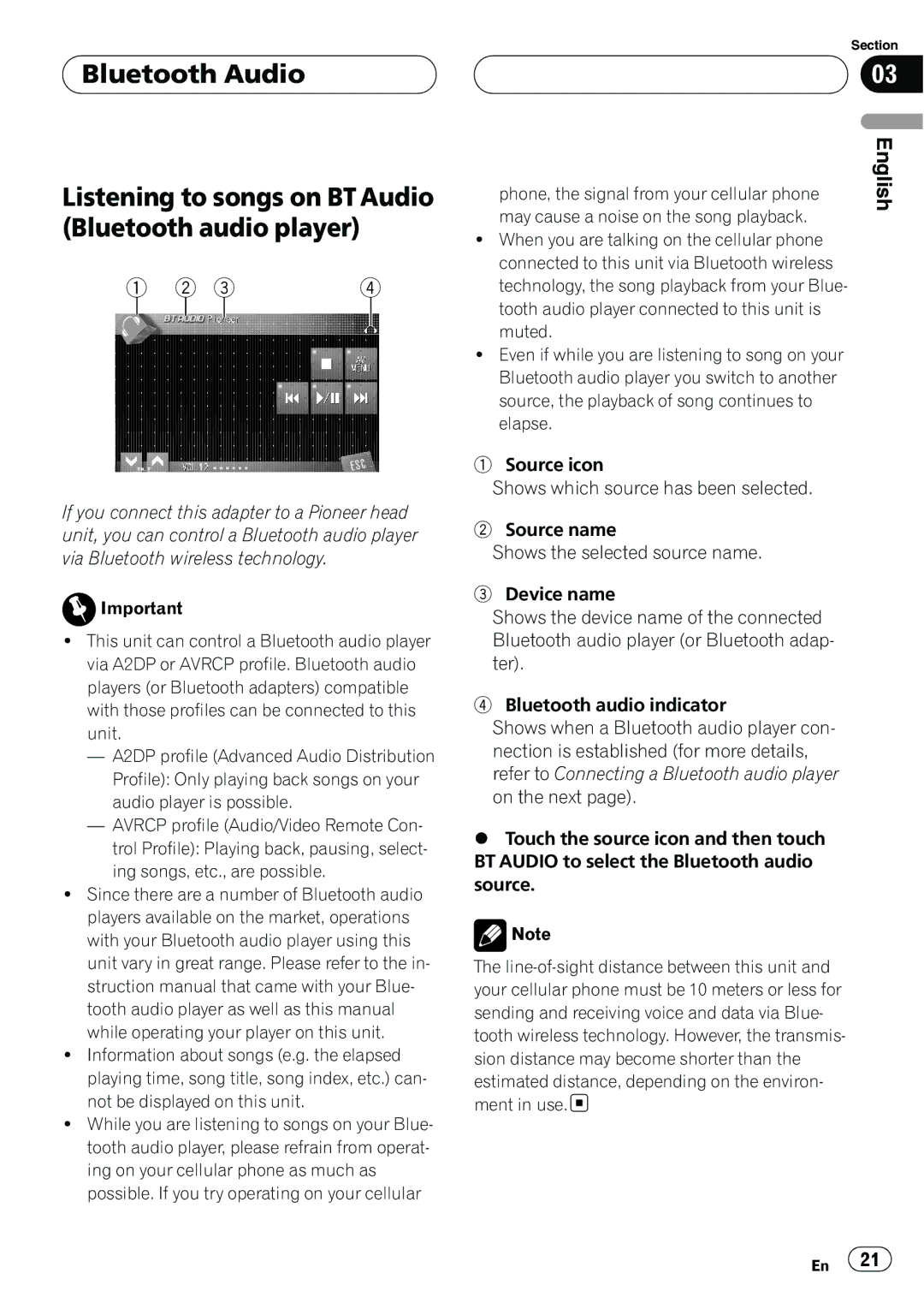 Pioneer CD-BTB20 owner manual Section 