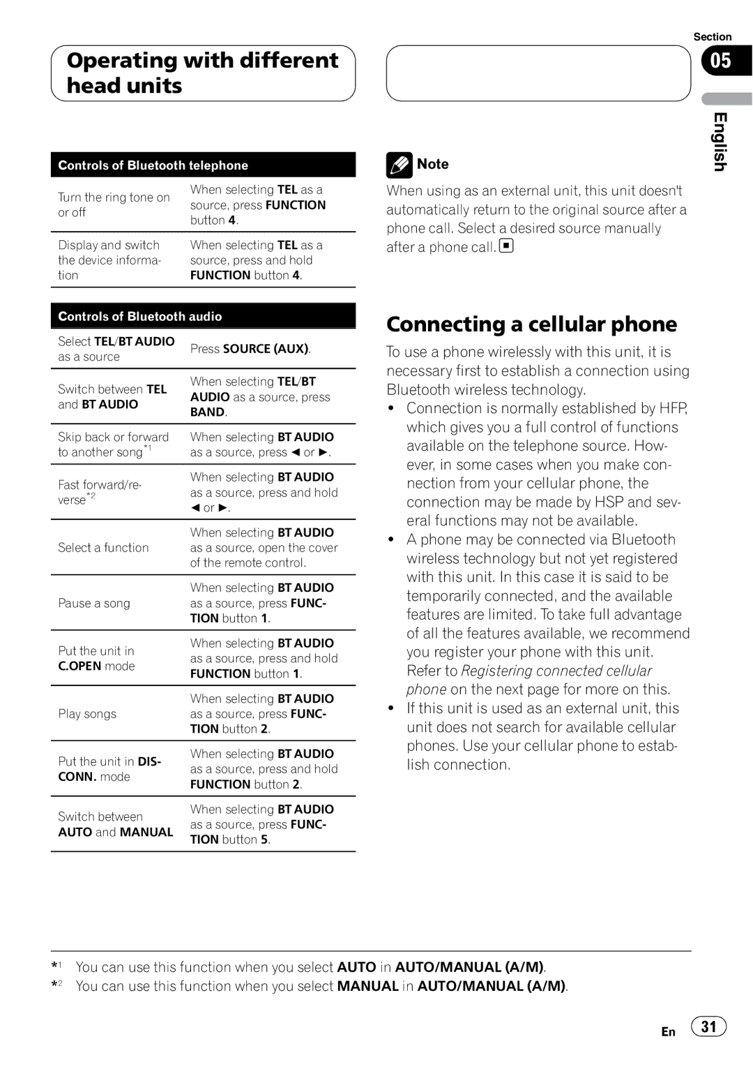 Pioneer CD-BTB20 owner manual Connecting a cellular phone 