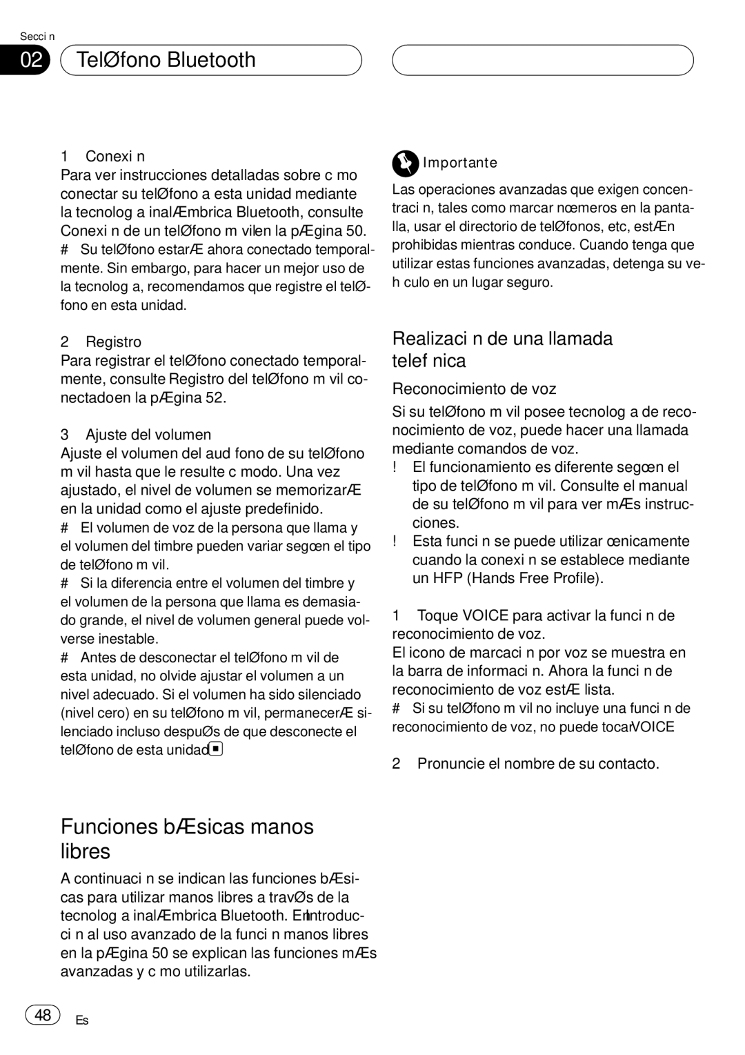 Pioneer CD-BTB20 owner manual Funciones básicas manos libres, Realización de una llamada telefónica 