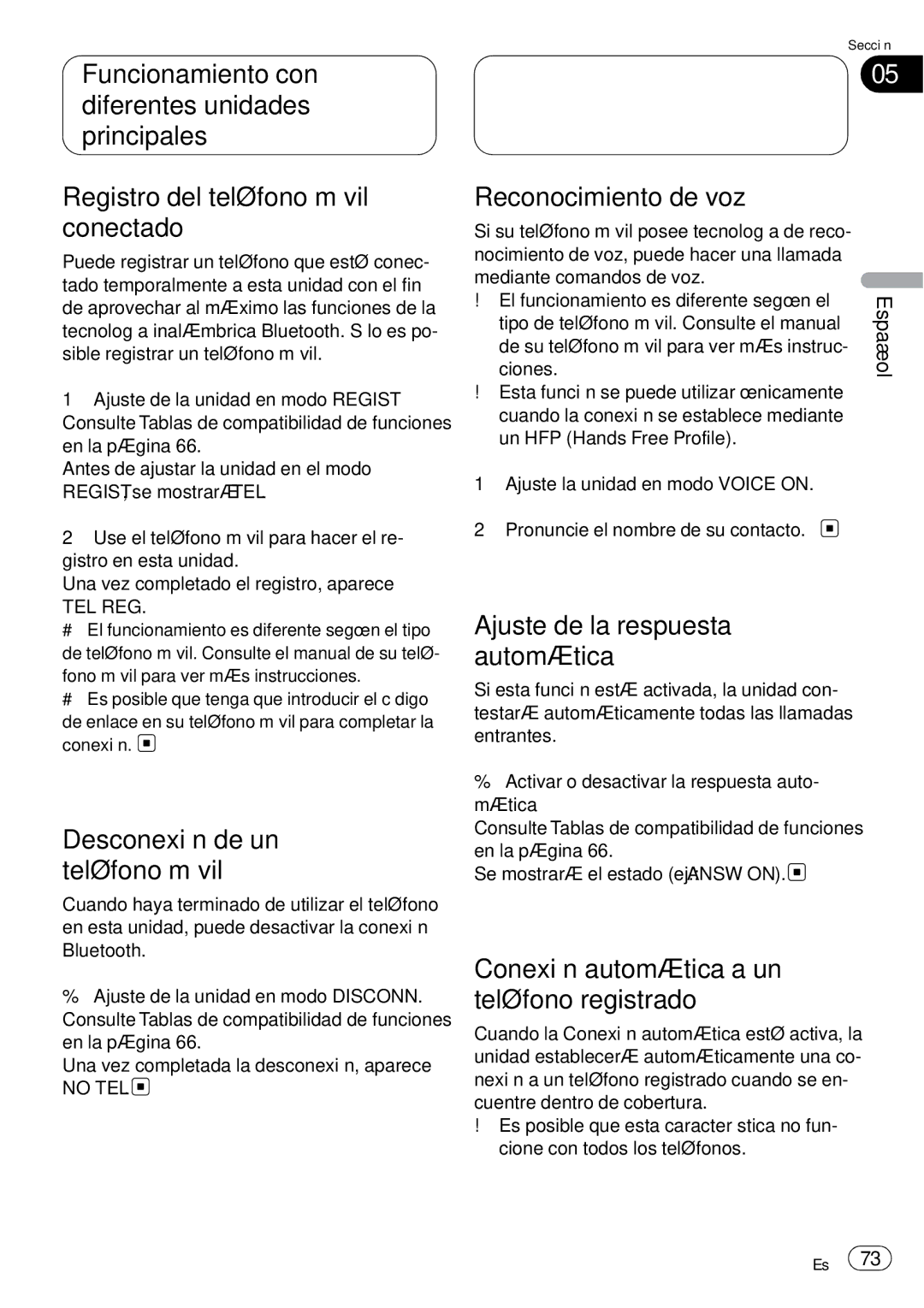 Pioneer CD-BTB20 owner manual Reconocimiento de voz, Ciones 