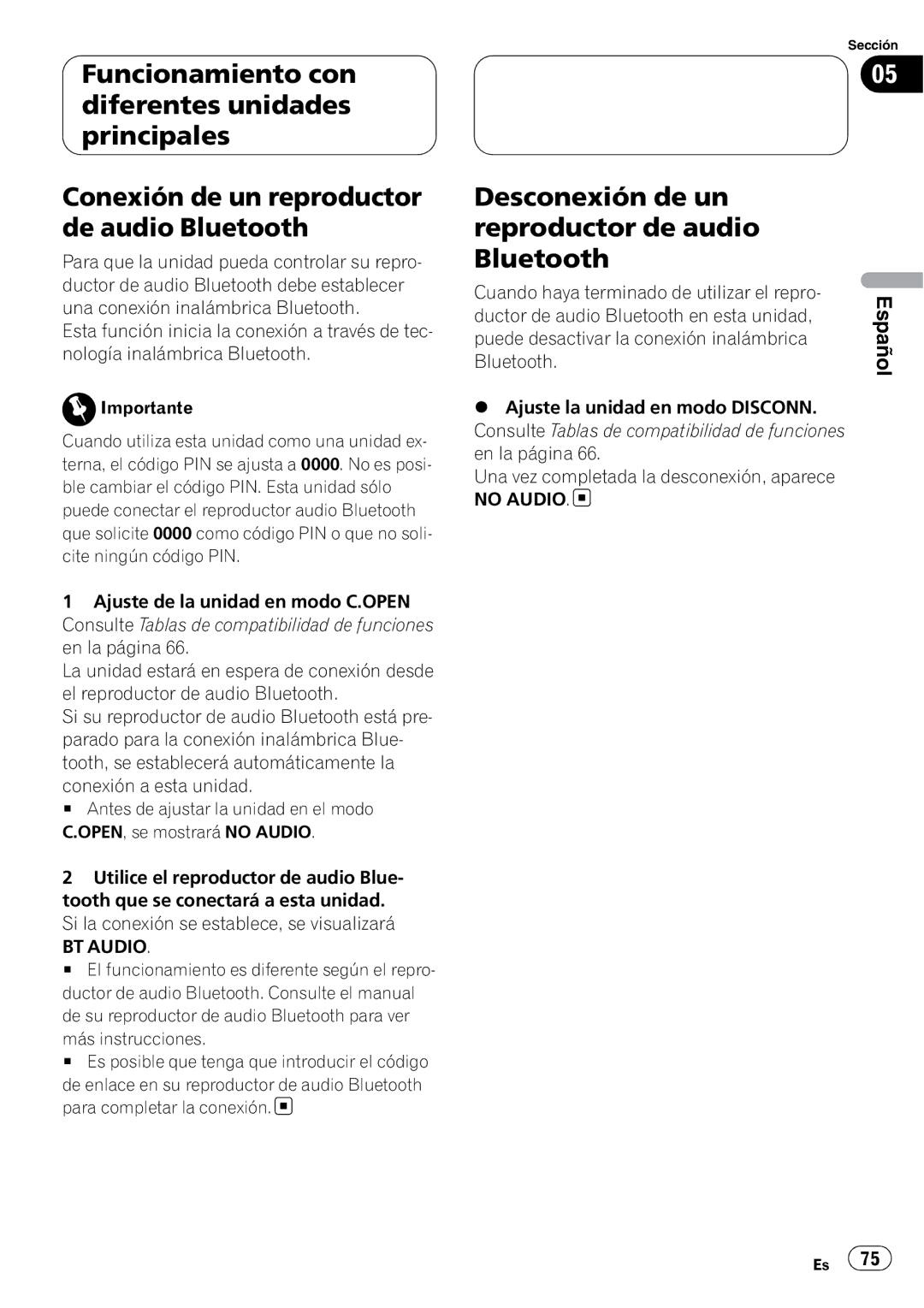 Pioneer CD-BTB20 owner manual Cuando haya terminado de utilizar el repro, Ductor de audio Bluetooth en esta unidad 