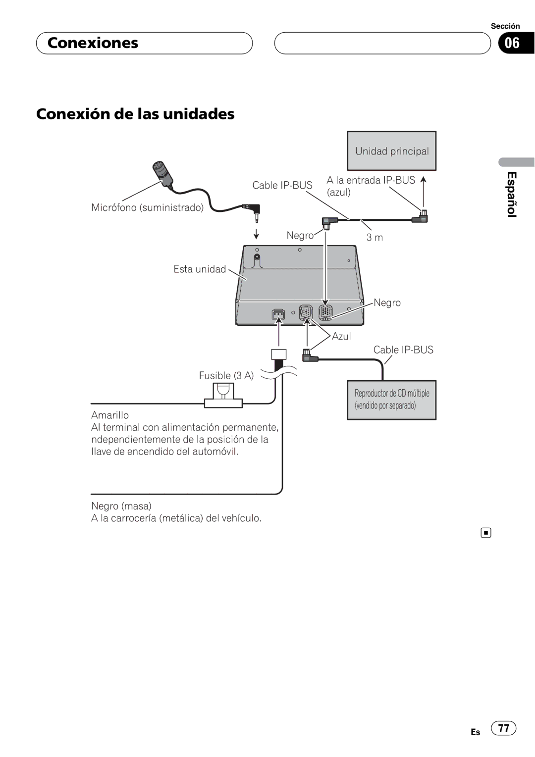 Pioneer CD-BTB20 owner manual Conexiones Conexión de las unidades 