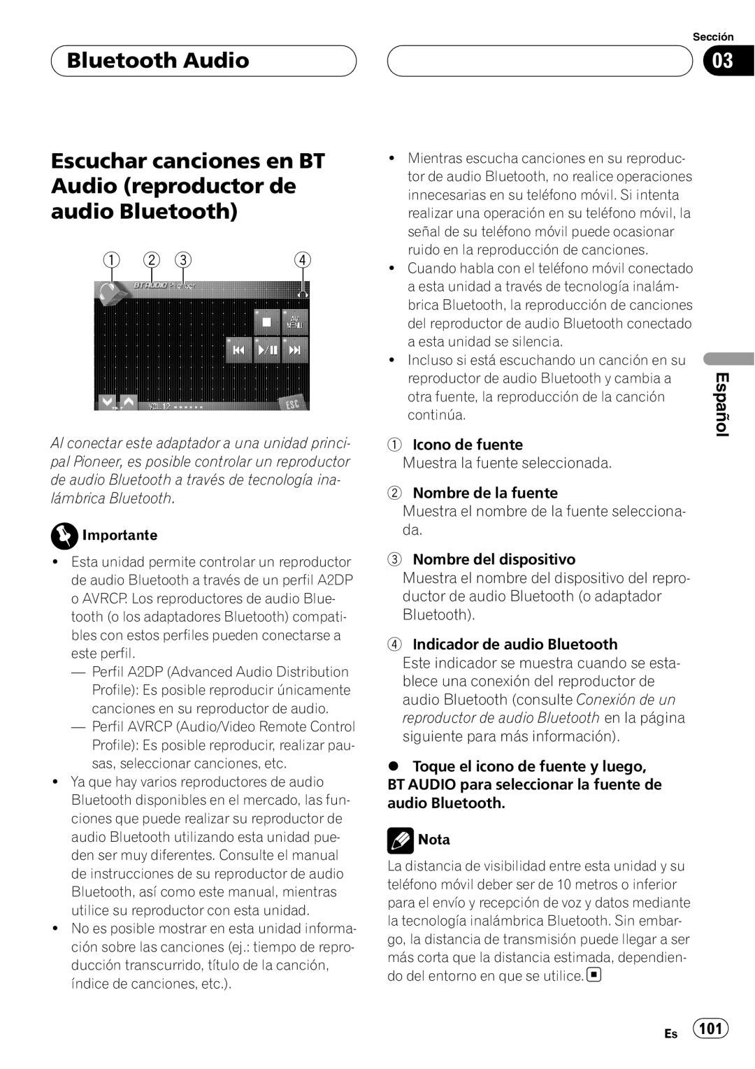 Pioneer CD-BTB200 owner manual Español 