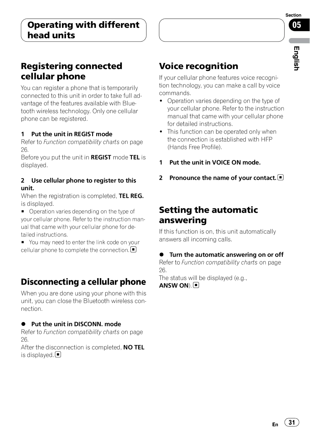 Pioneer CD-BTB200 owner manual Disconnecting a cellular phone, Voice recognition 