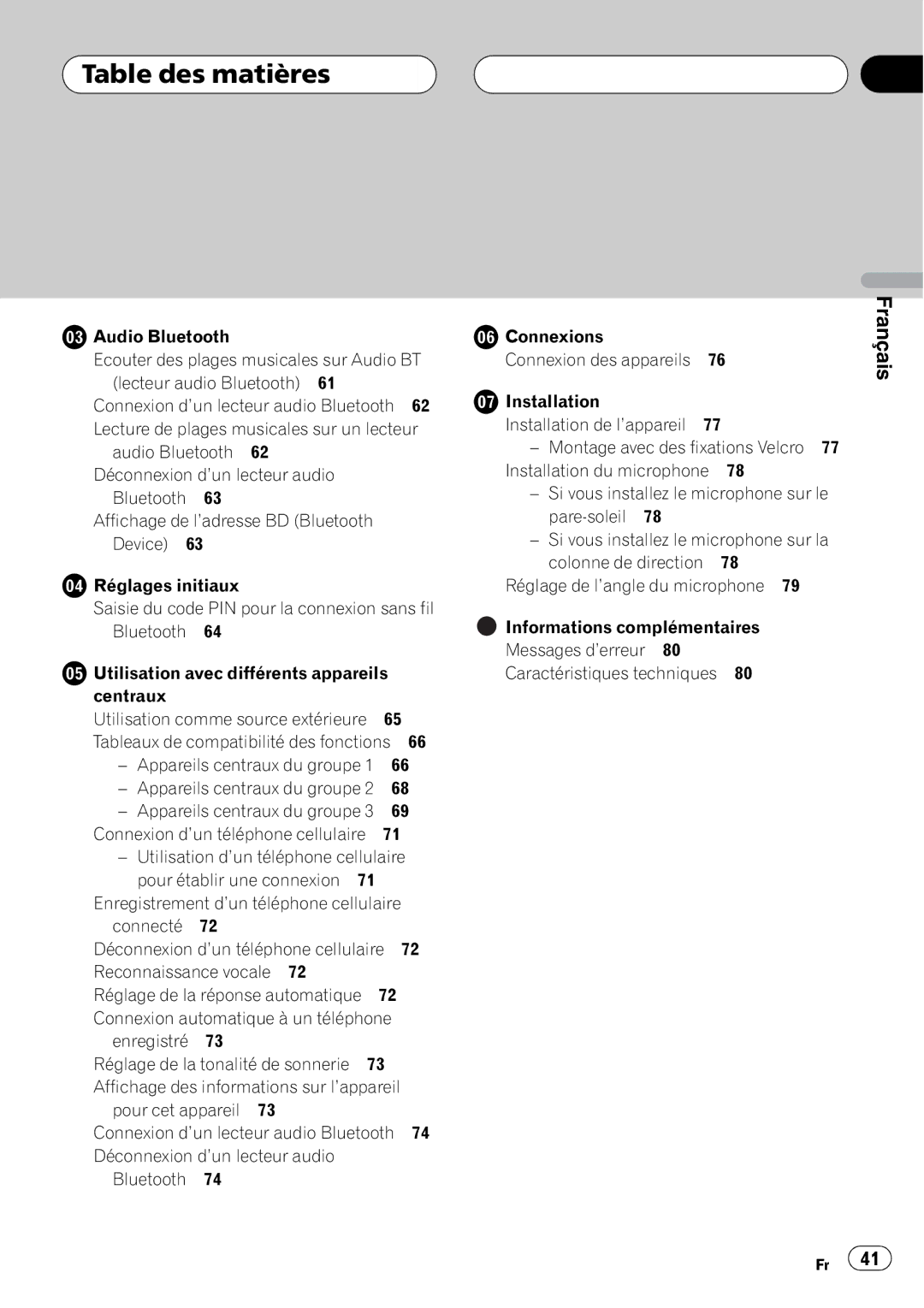 Pioneer CD-BTB200 owner manual Pour cet appareil, Déconnexion d’un lecteur audio Bluetooth Connexions 