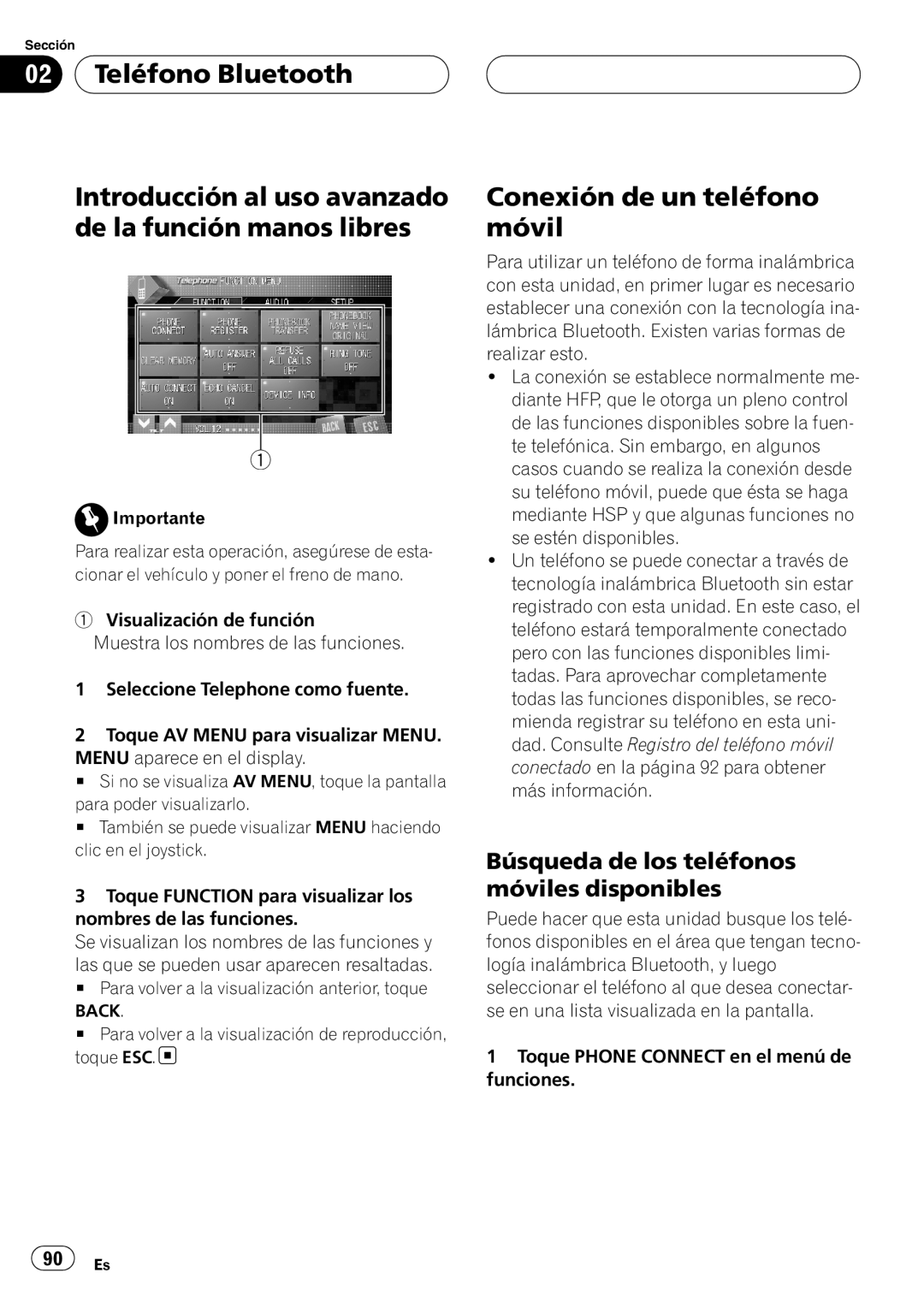 Pioneer CD-BTB200 owner manual Conexión de un teléfono móvil, Búsqueda de los teléfonos móviles disponibles 