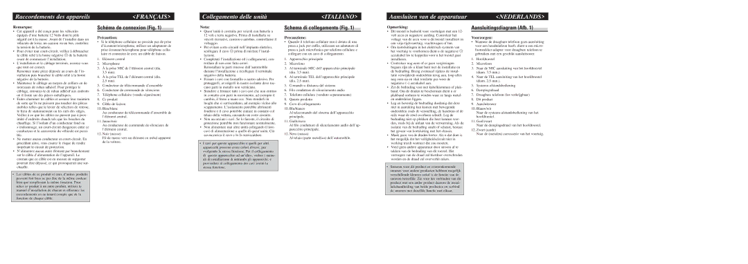 Pioneer CD-HF1 owner manual Raccordements des appareils, Collegamento delle unità, Aansluiten van de apparatuur 