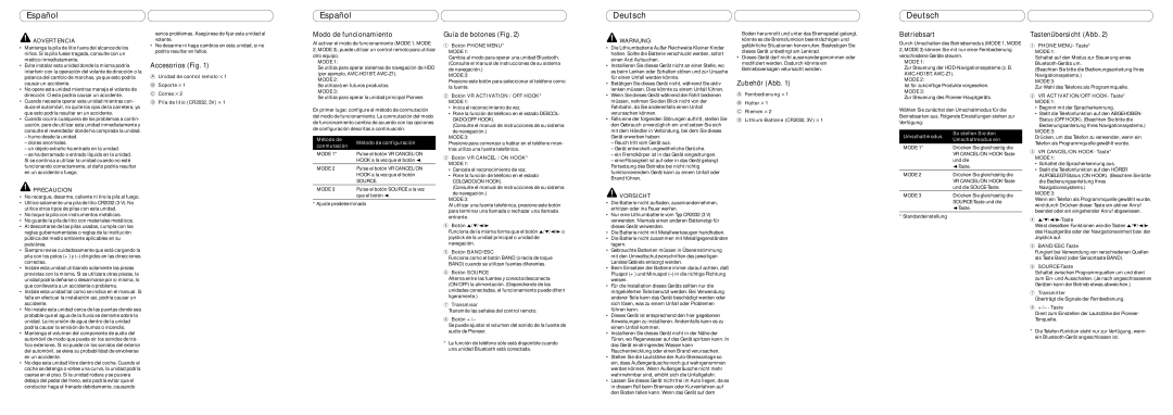 Pioneer CD-SR1 owner manual Español, Deutsch 