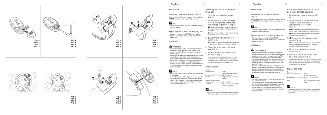 Pioneer CD-SR1 owner manual English, Specifications, Especificaciones 